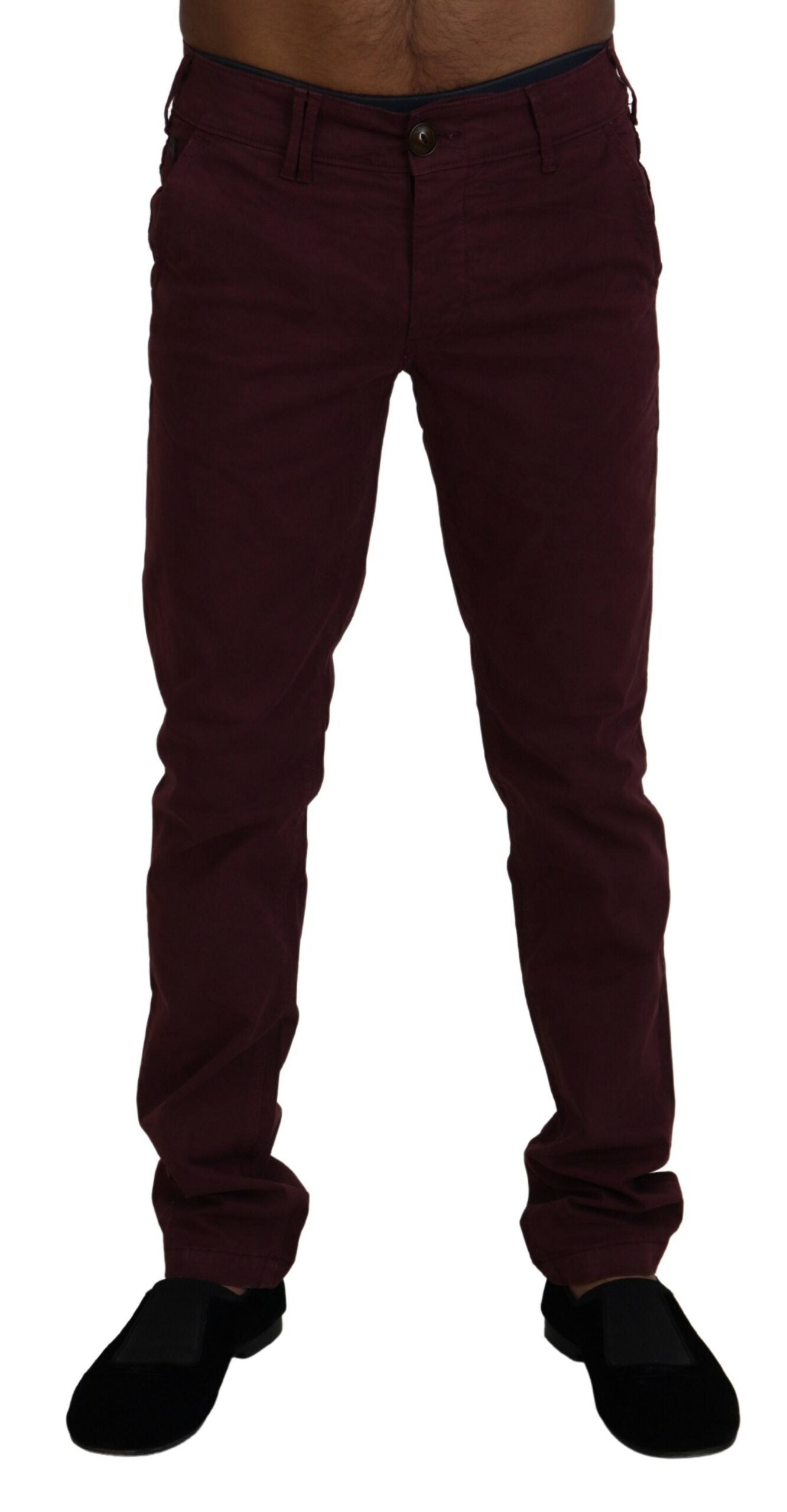 Βαμβακερό παντελόνι CYCLE Maroon Skinny Fit