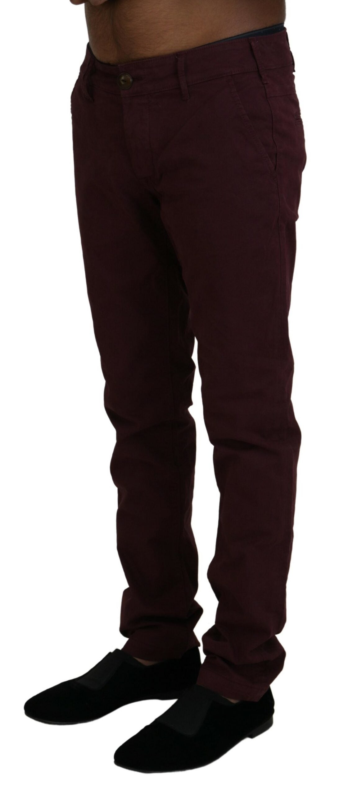 Βαμβακερό παντελόνι CYCLE Maroon Skinny Fit