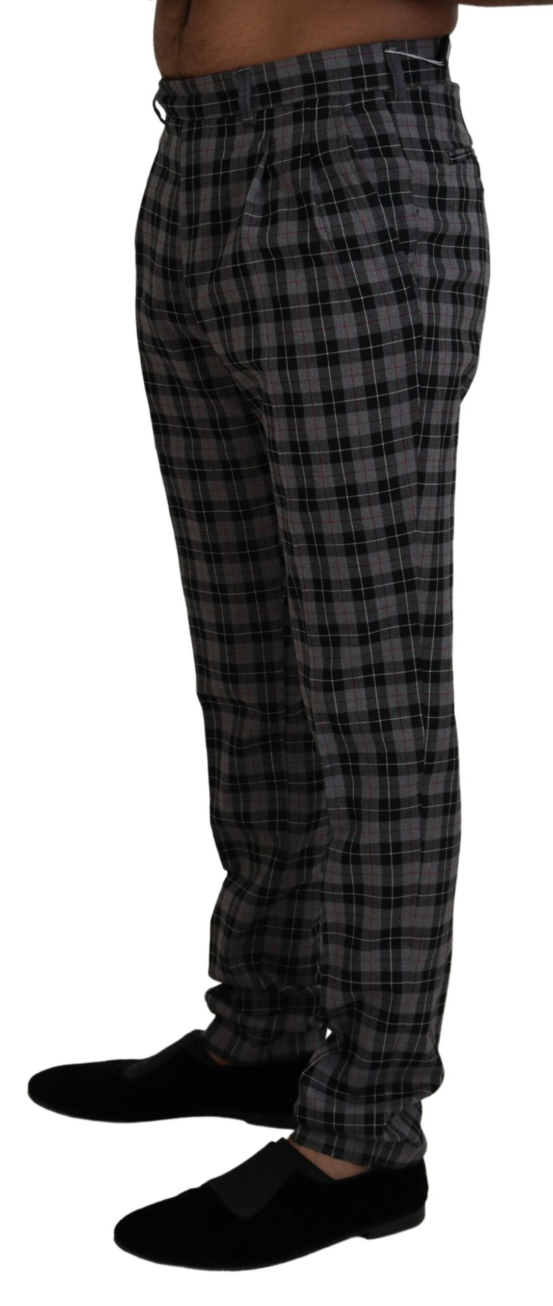 BENCIVENGA Elegant Grey Checked Gentleman's Chinos