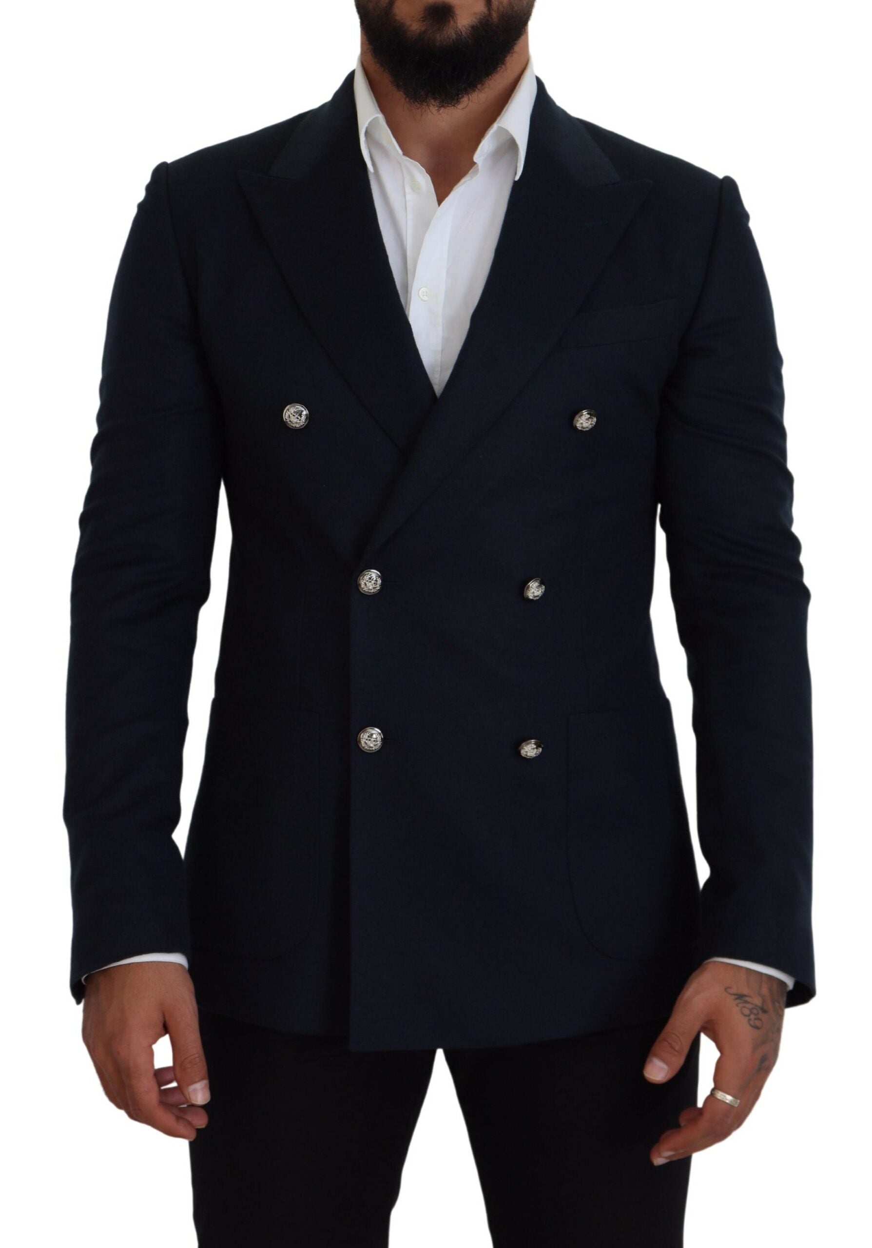 Dolce &amp; Gabbana Elegant Cashmere-Silk Blend Blue Blazer