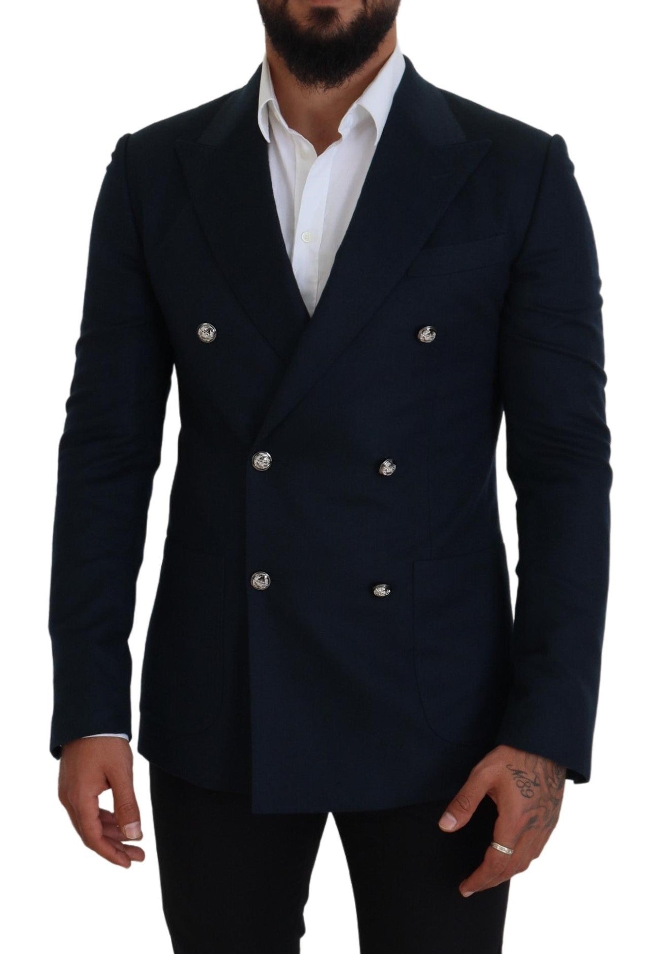 Dolce &amp; Gabbana Elegant Cashmere-Silk Blend Blue Blazer