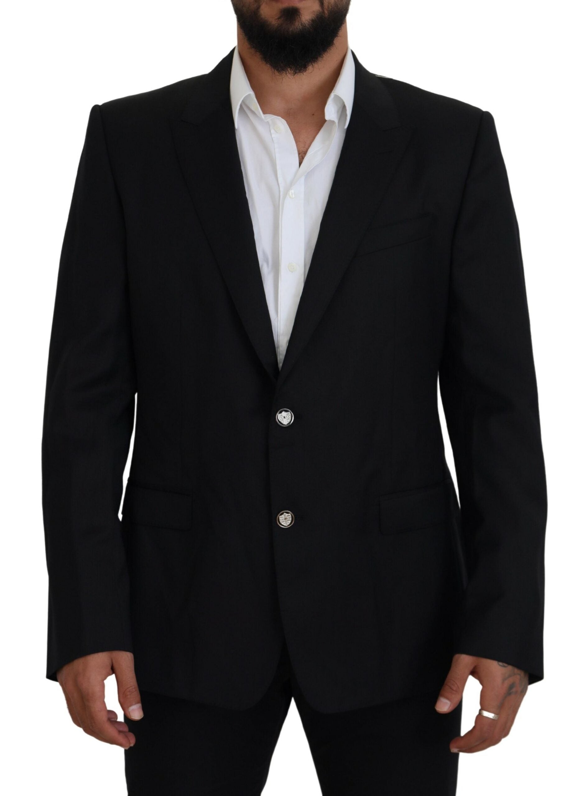 Dolce &amp; Gabbana Elegant Black Martini Wool Blazer