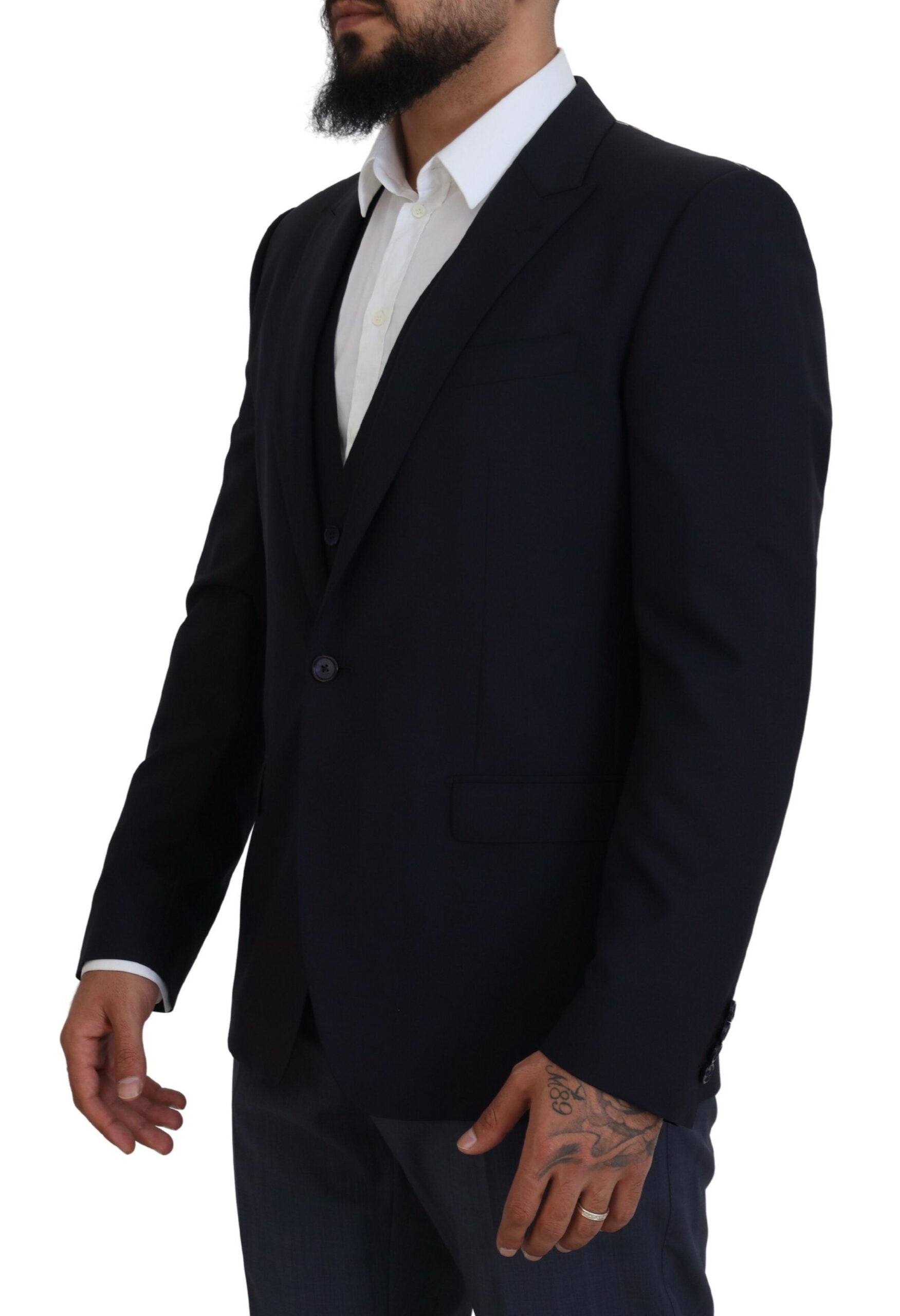 Dolce &amp; Gabbana Elegant Navy Wool Blend Martini Blazer