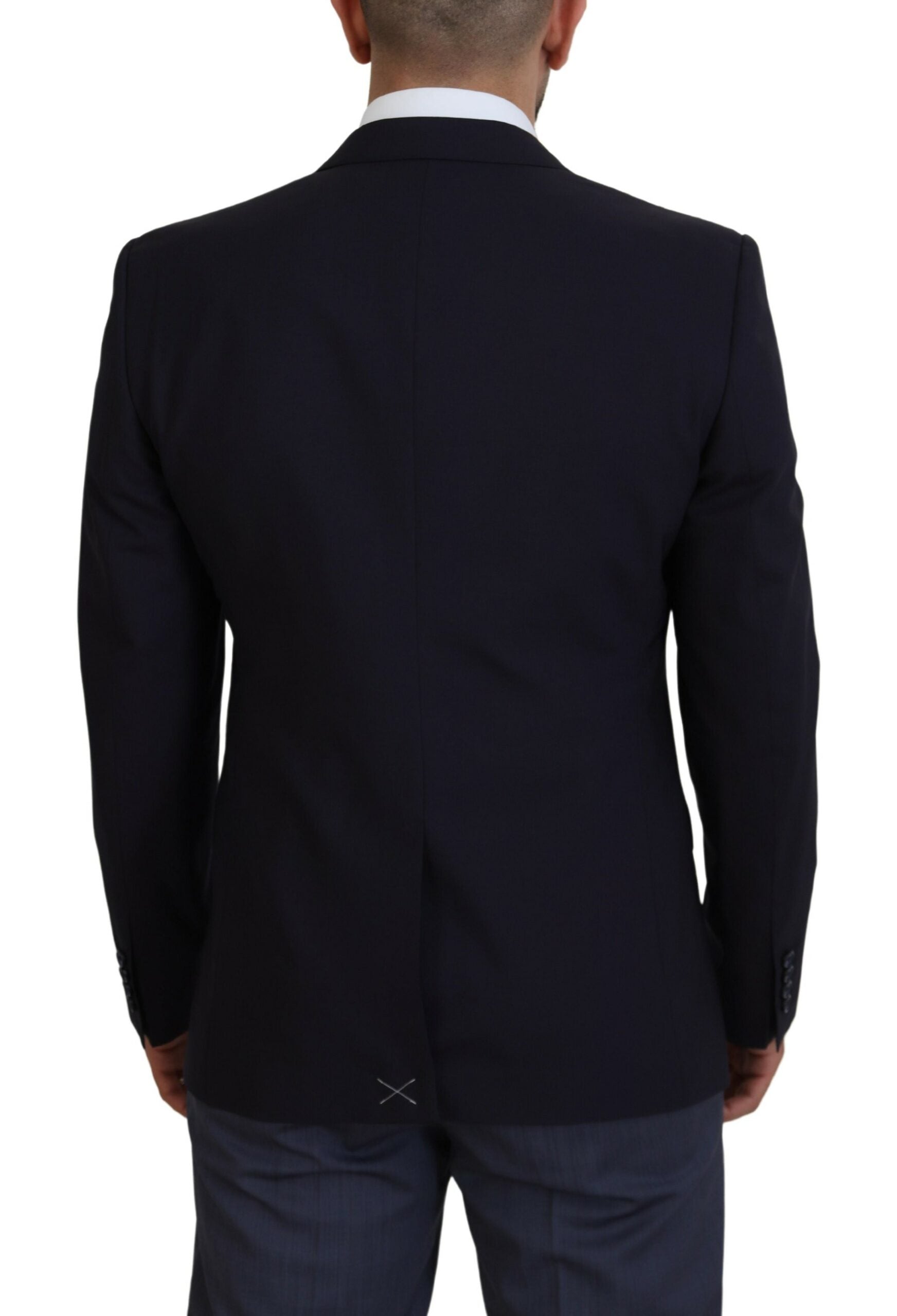 Dolce &amp; Gabbana Elegant Navy Wool Blend Martini Blazer