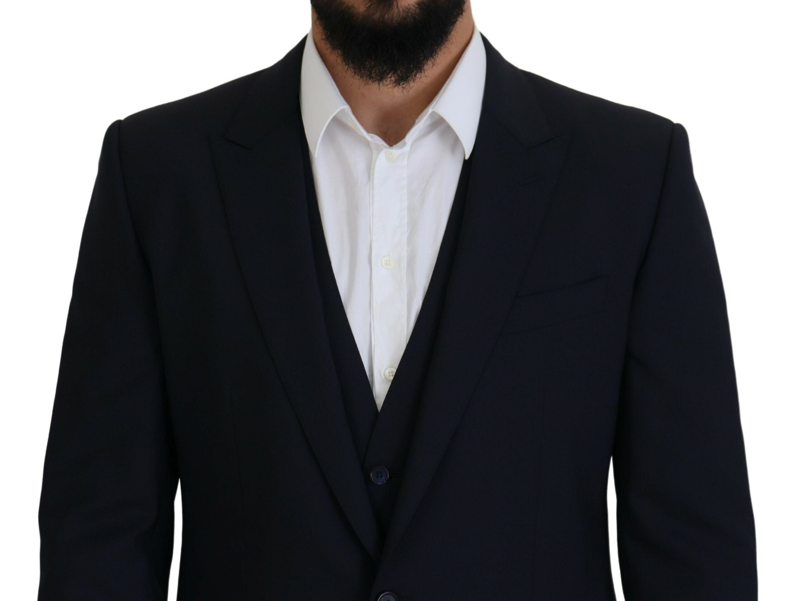 Dolce &amp; Gabbana Elegant Navy Wool Blend Martini Blazer