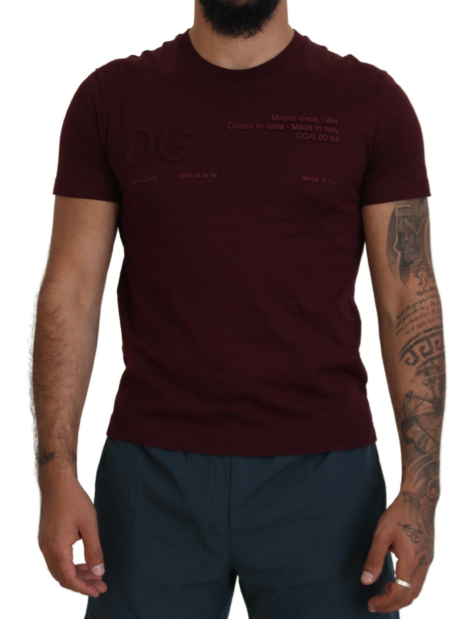 Dolce &amp; Gabbana Elegant Maroon Crew Neck Casual Tee