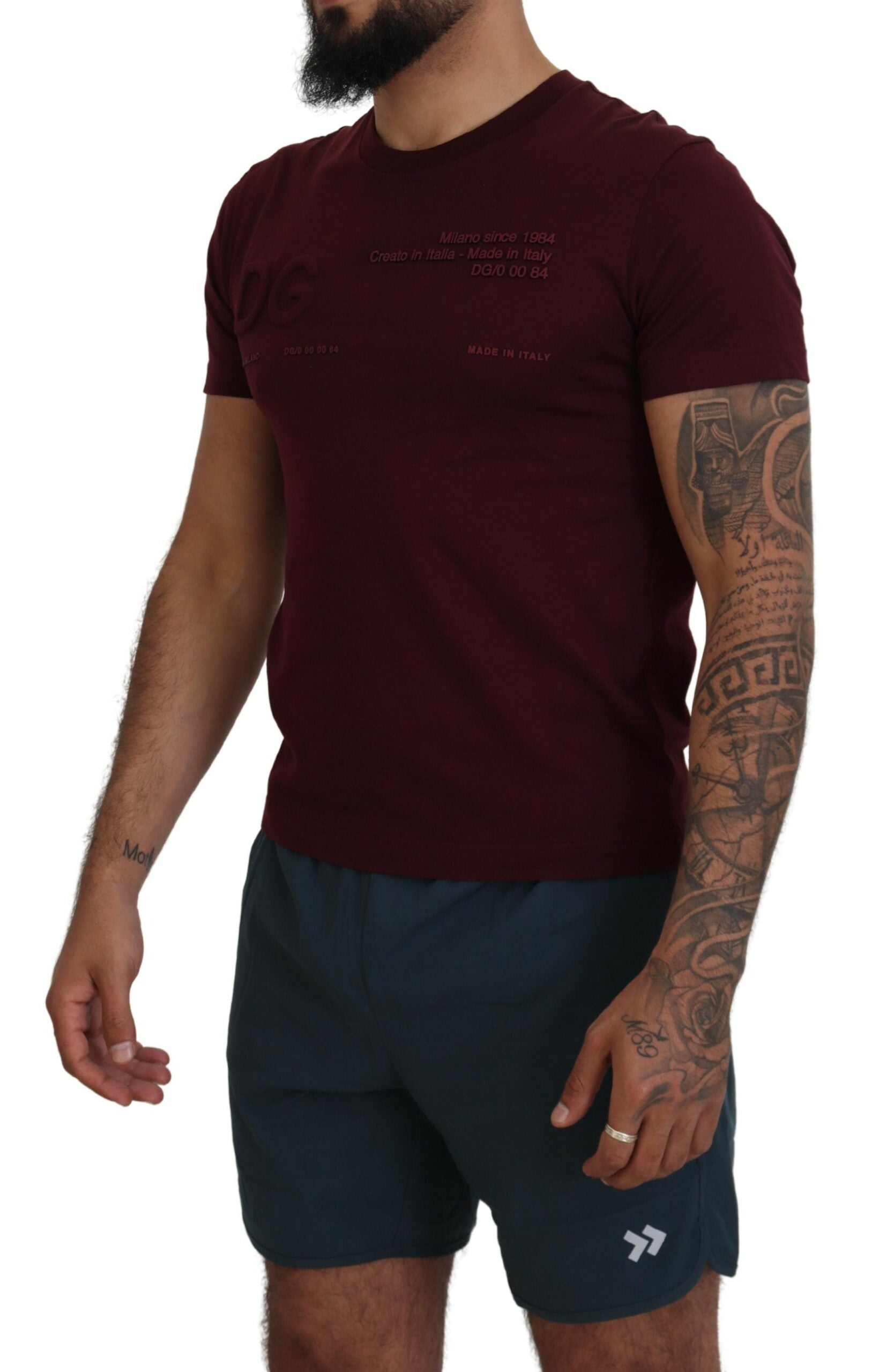 Dolce &amp; Gabbana Elegant Maroon Crew Neck Casual Tee