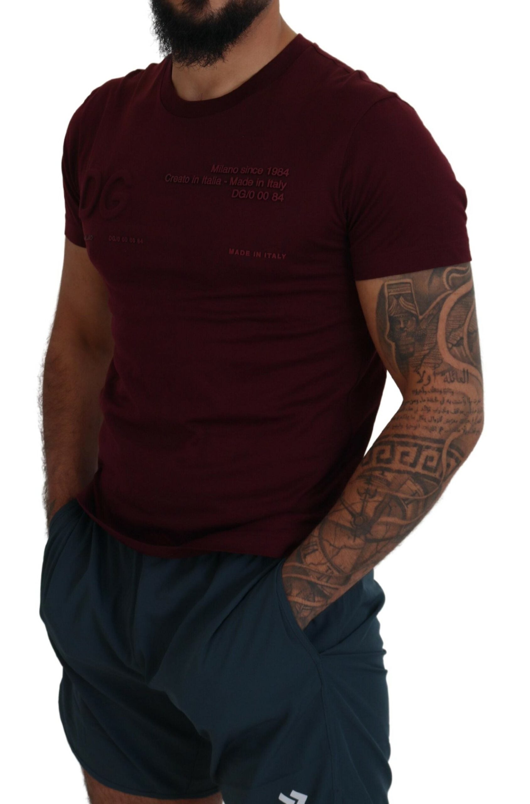 Dolce &amp; Gabbana Elegant Maroon Crew Neck Casual Tee