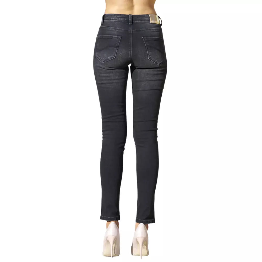 Yes Zee Chic Μαύρο Skinny Jeans με μέση μέση