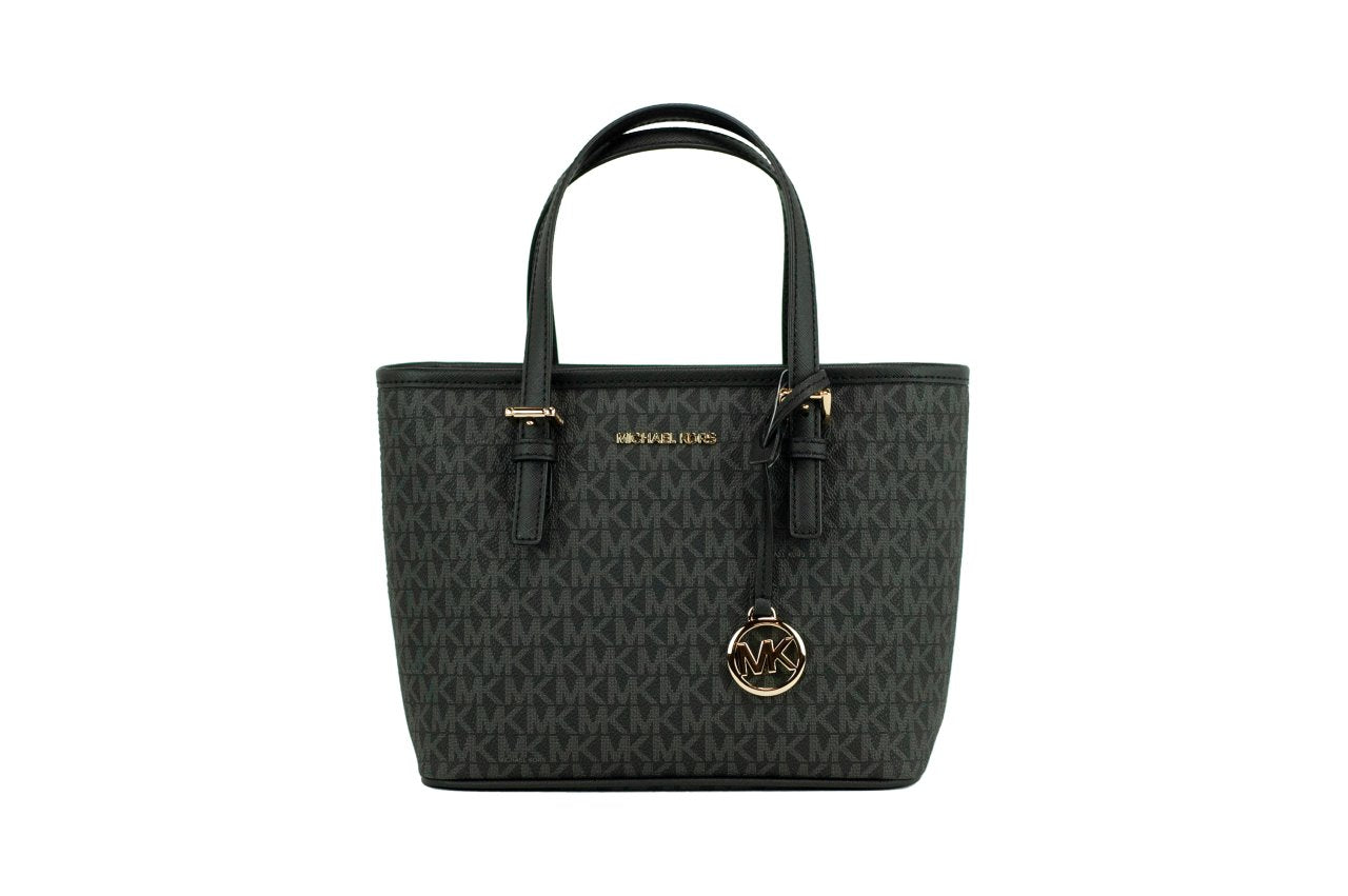 Michael Kors Jet Set Black Signature XS Carryall Top Zip Tote Τσαντάκι