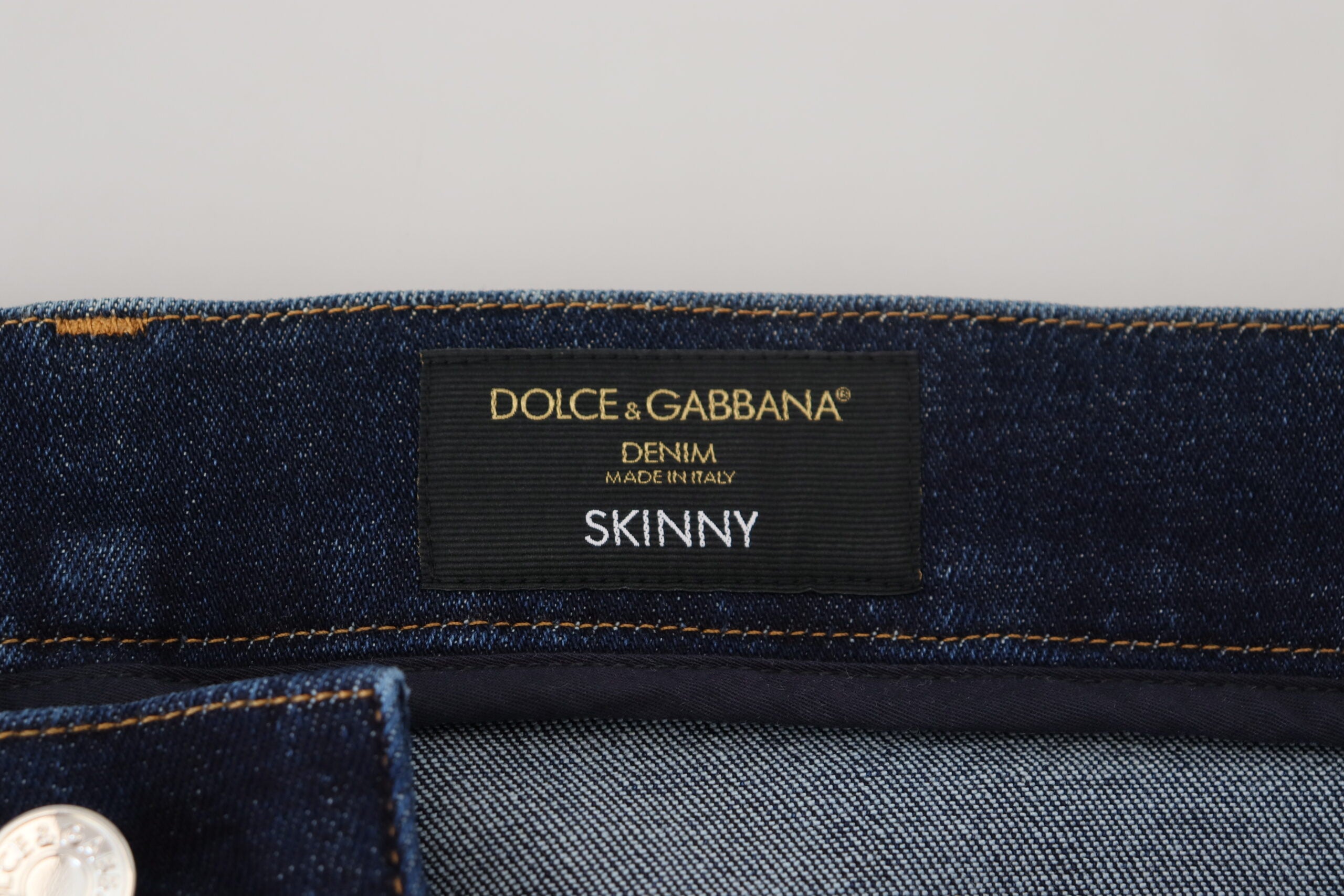 Dolce &amp; Gabbana Elegant Slim Fit Σκούρο Μπλε Τζιν Τζιν