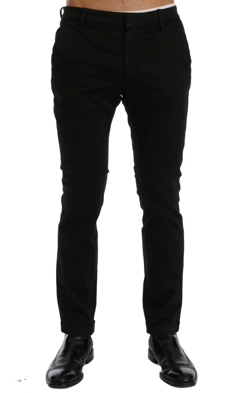 Costume National Chic Black Slim Fit Cotton Stretch Pants