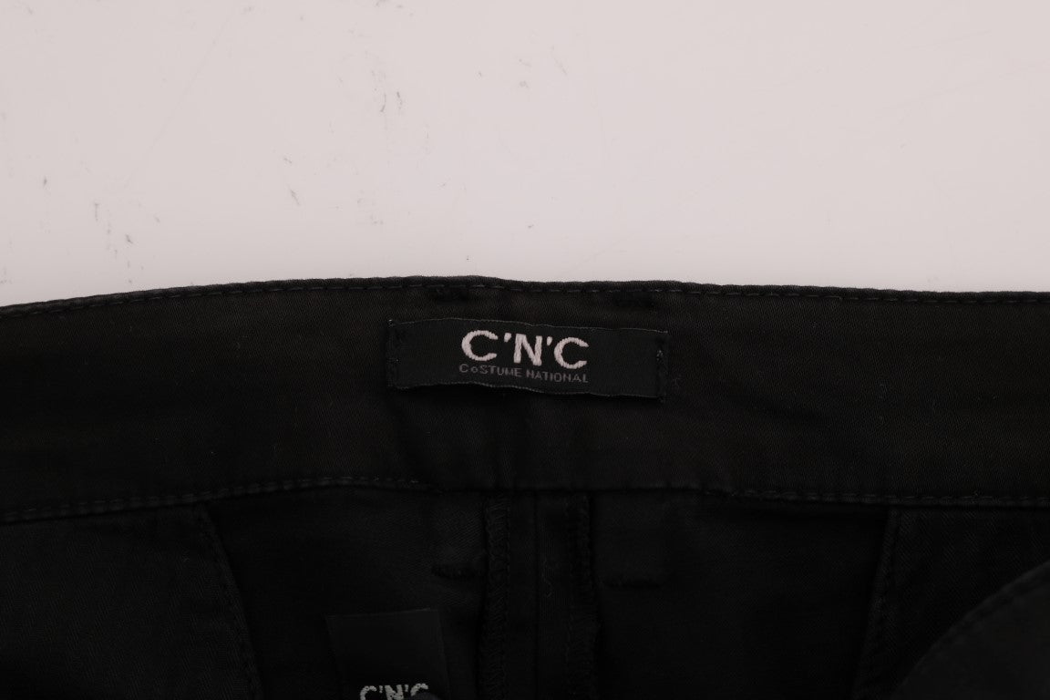 Costume National Chic Black Slim Fit Cotton Stretch Pants