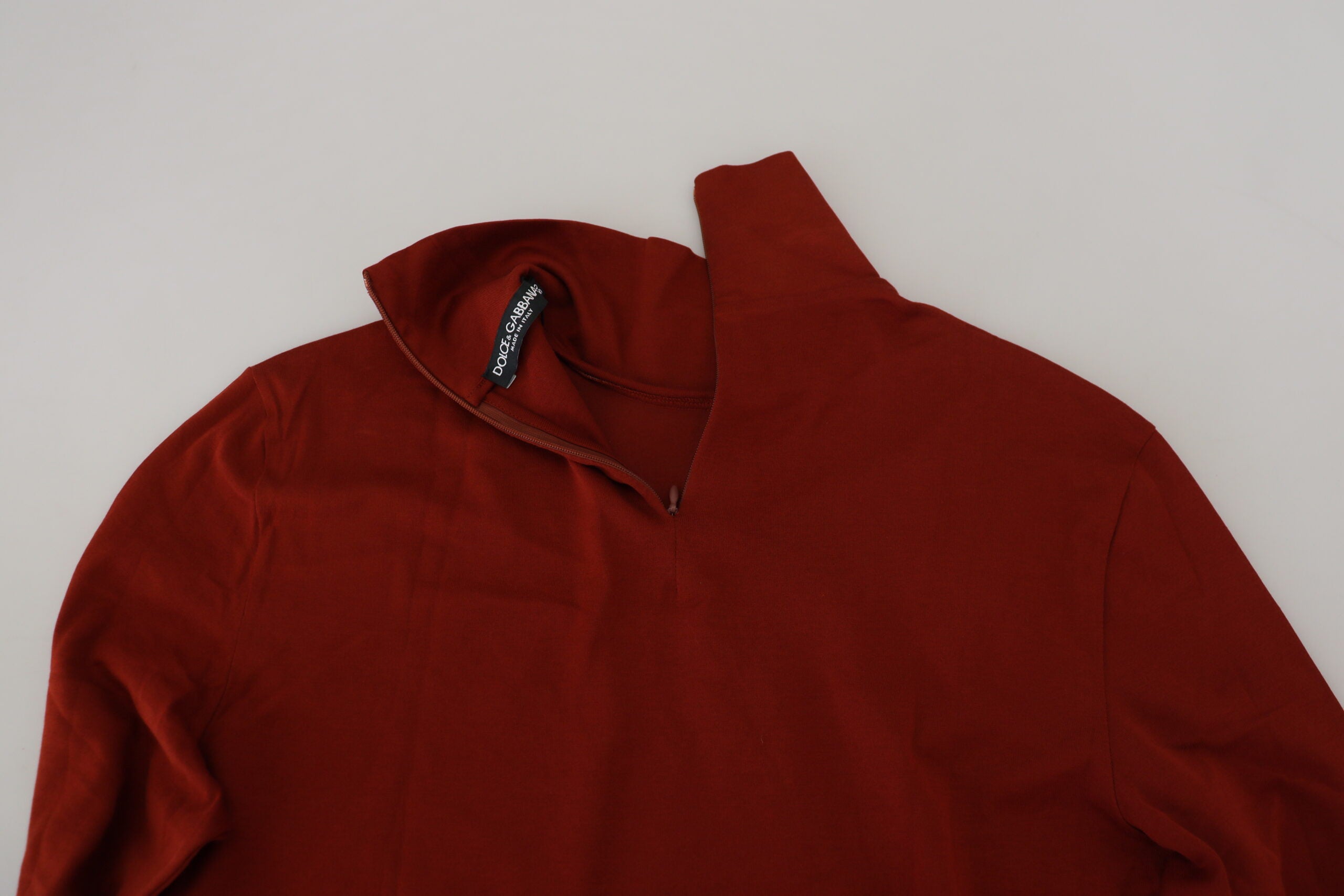 Dolce & Gabbana Elegant Maroon Collar Zip Sweater