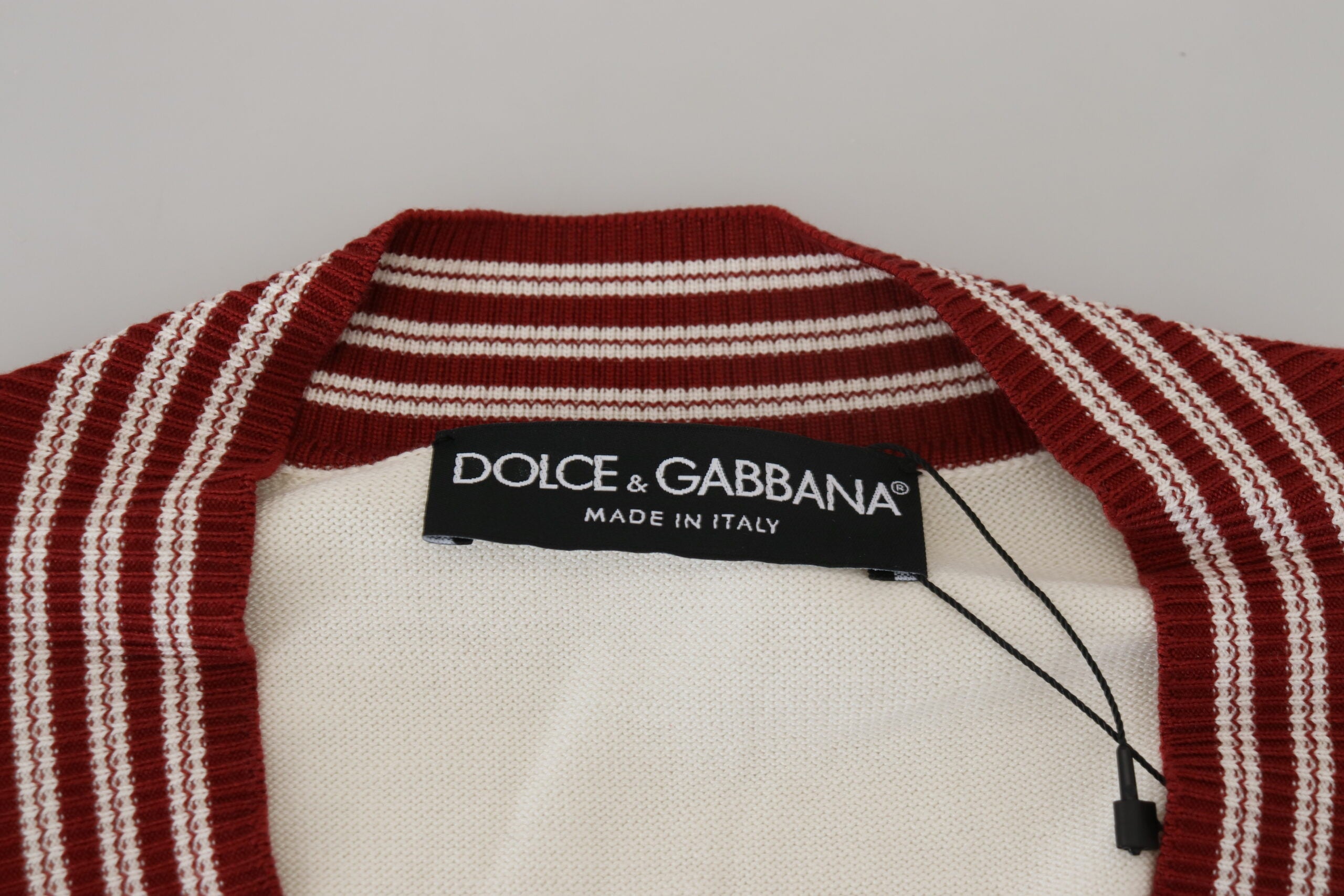 Πουλόβερ Dolce &amp; Gabbana Off White, βαμβακερό και βαμβακερό με λαιμόκοψη