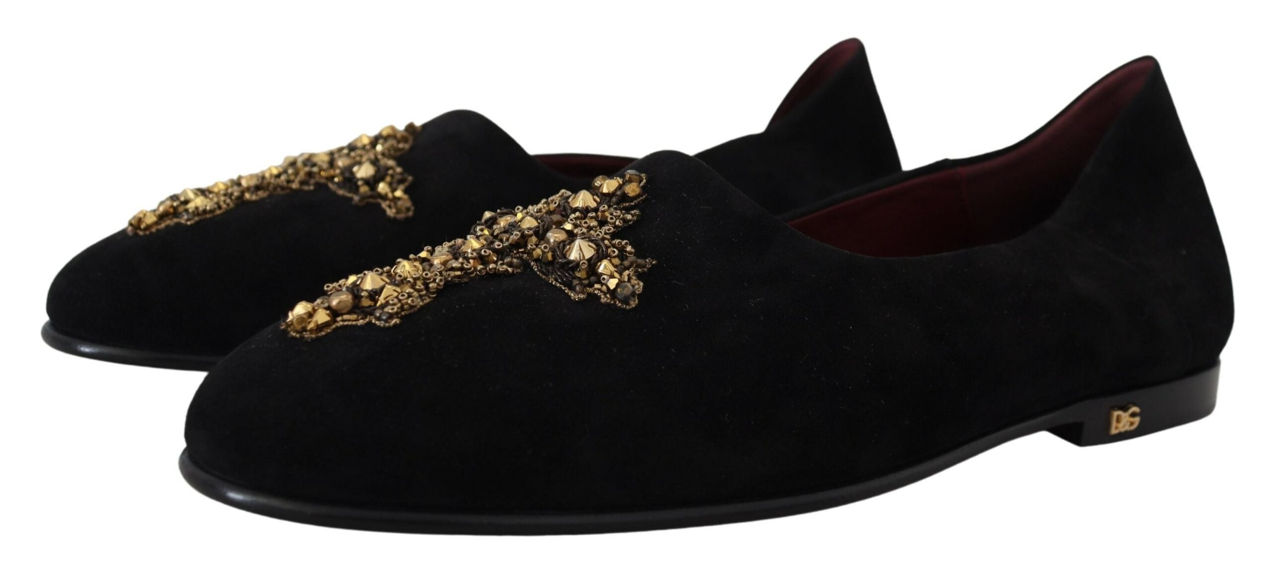 Loafers Dolce &amp; Gabbana Black Gold Crystal Sequined Loafers