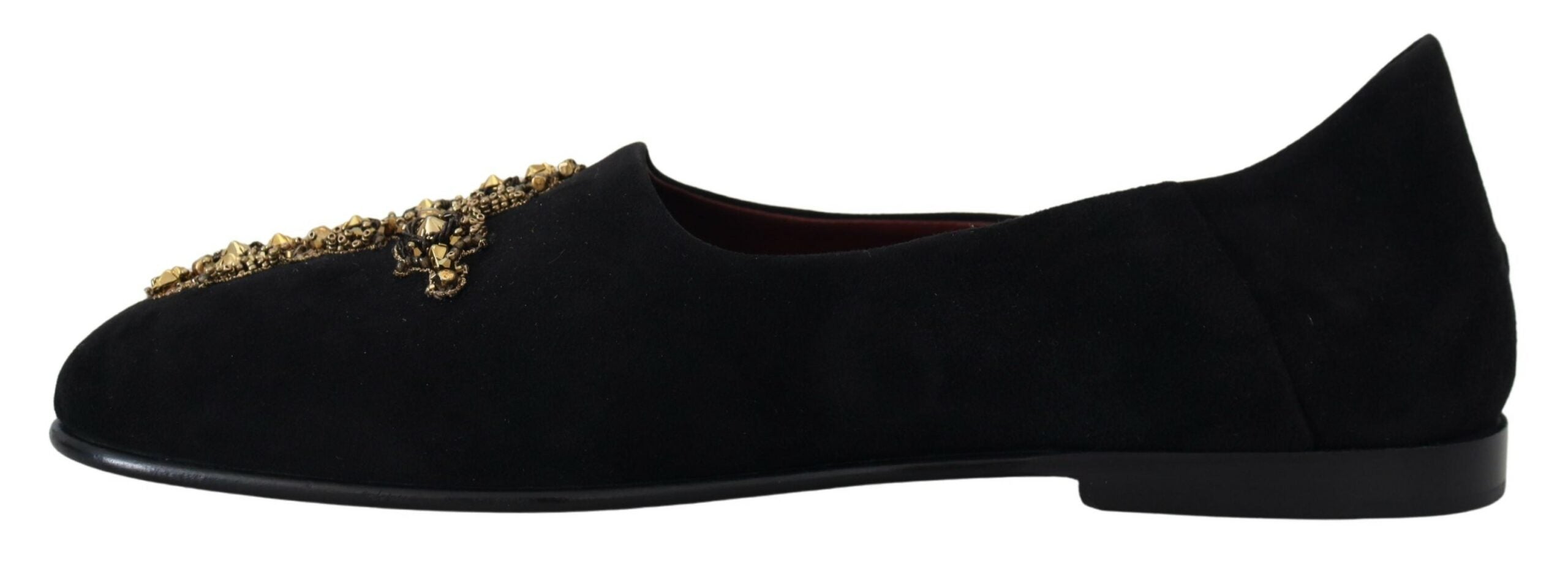 Loafers Dolce &amp; Gabbana Black Gold Crystal Sequined Loafers