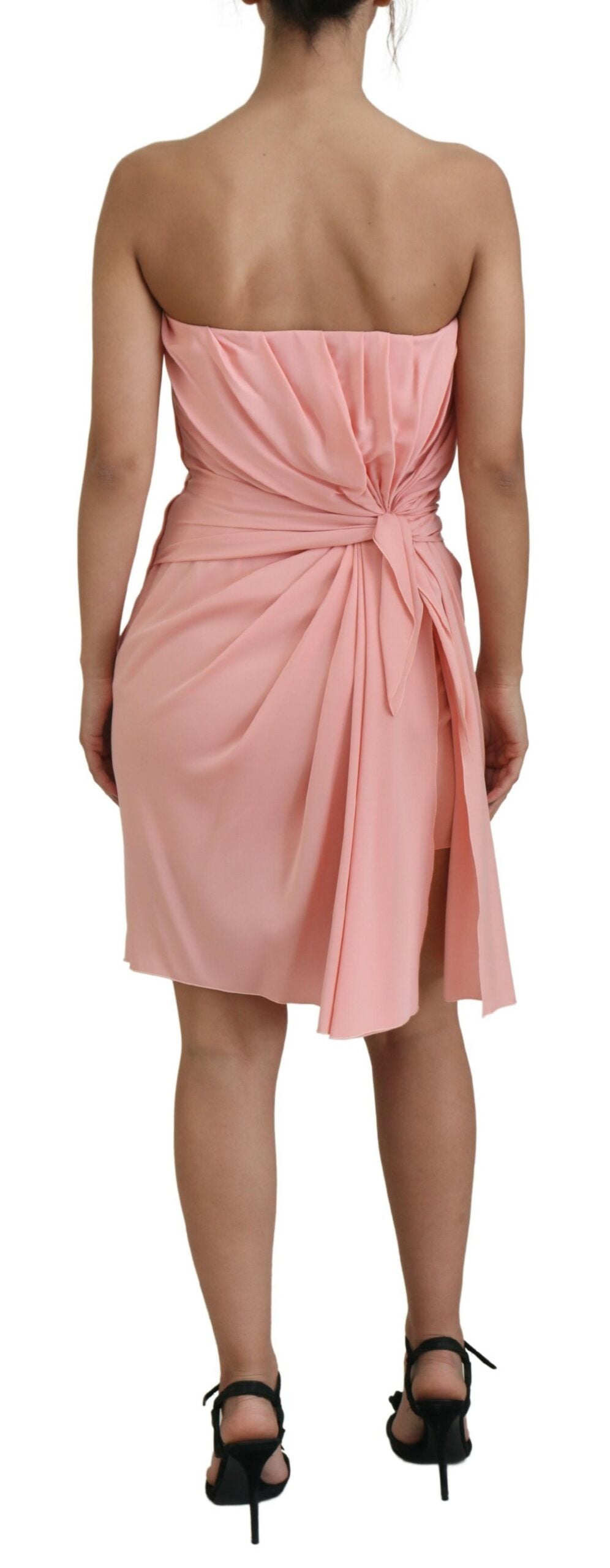 Dolce &amp; Gabbana Elegant Pink Strapless Midi Silhouette