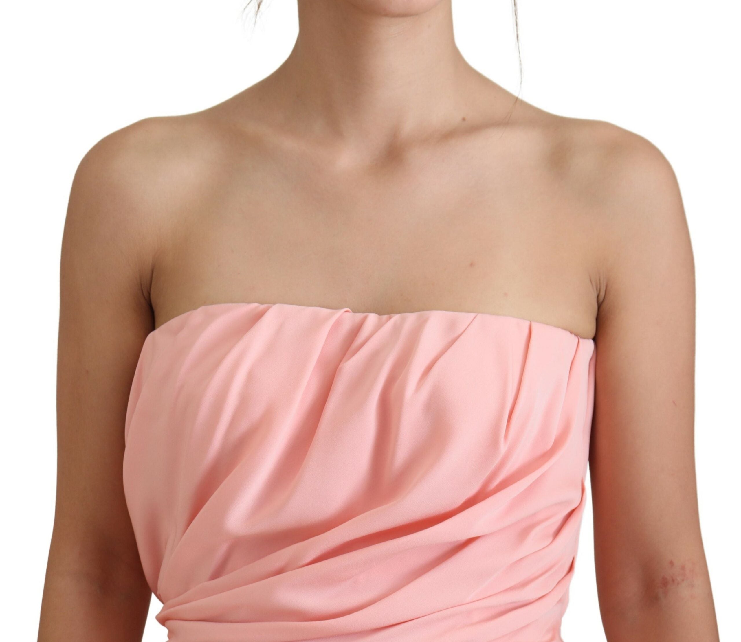 Dolce &amp; Gabbana Elegant Pink Strapless Midi Silhouette