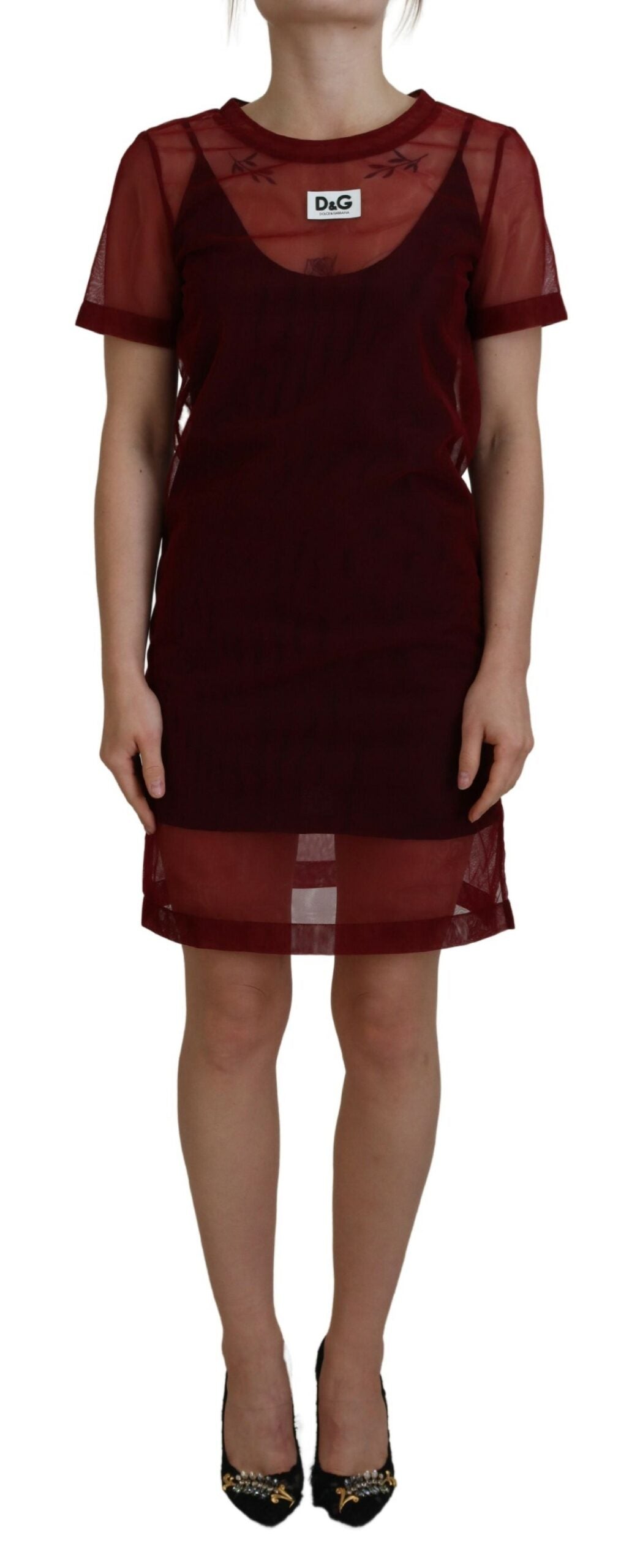 Φόρεμα Dolce &amp; Gabbana Maroon Mini Shift - Italian Elegance