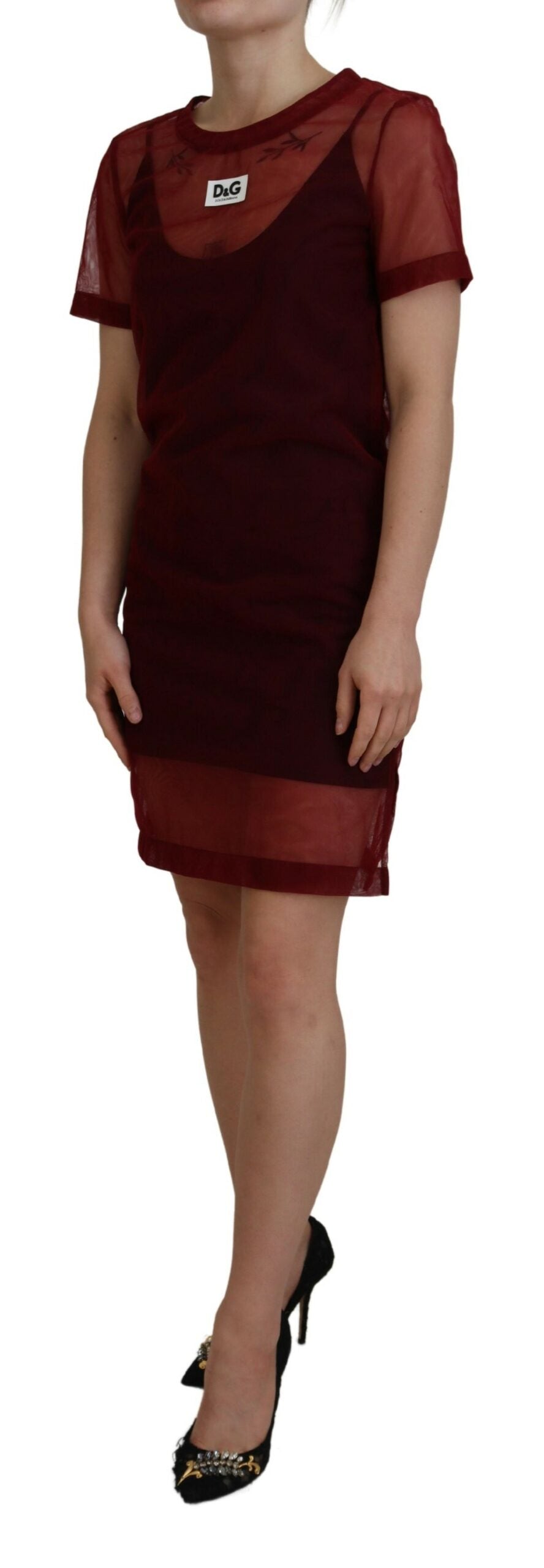 Φόρεμα Dolce &amp; Gabbana Maroon Mini Shift - Italian Elegance