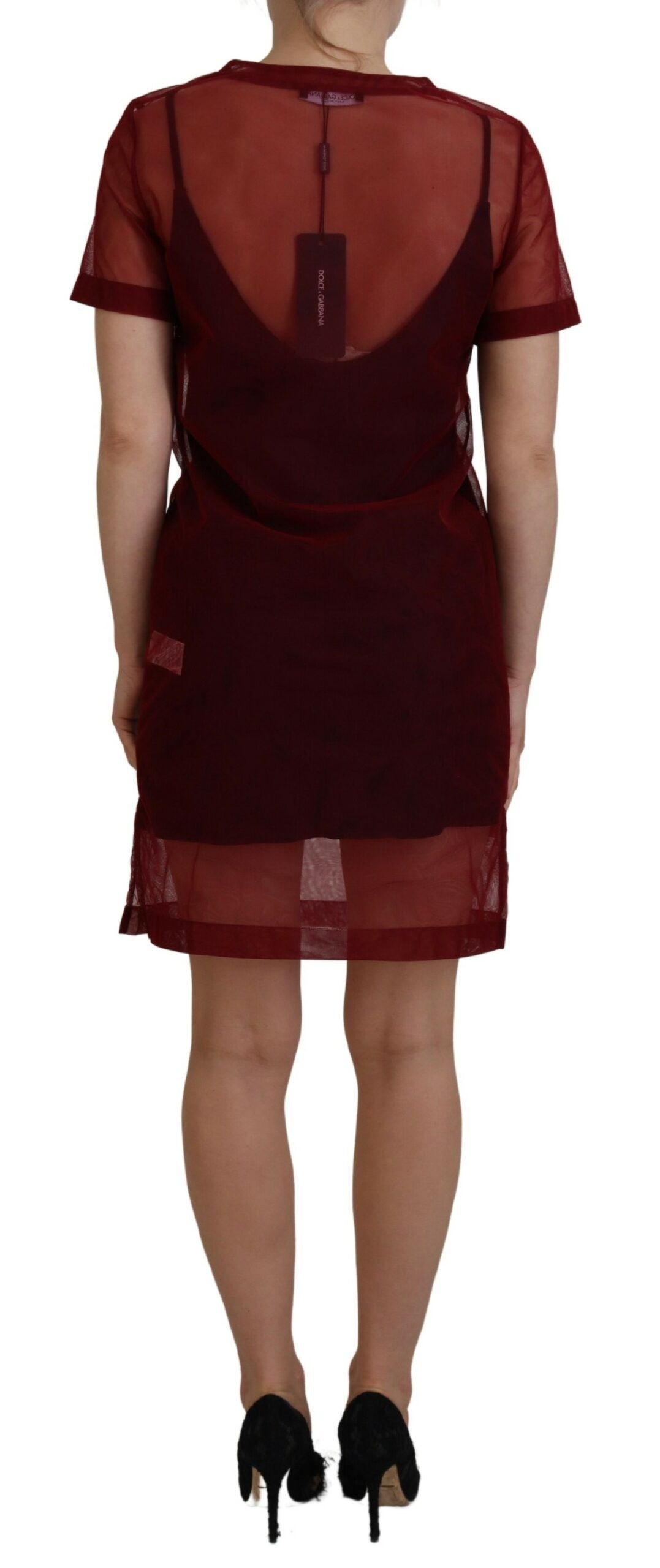 Φόρεμα Dolce &amp; Gabbana Maroon Mini Shift - Italian Elegance