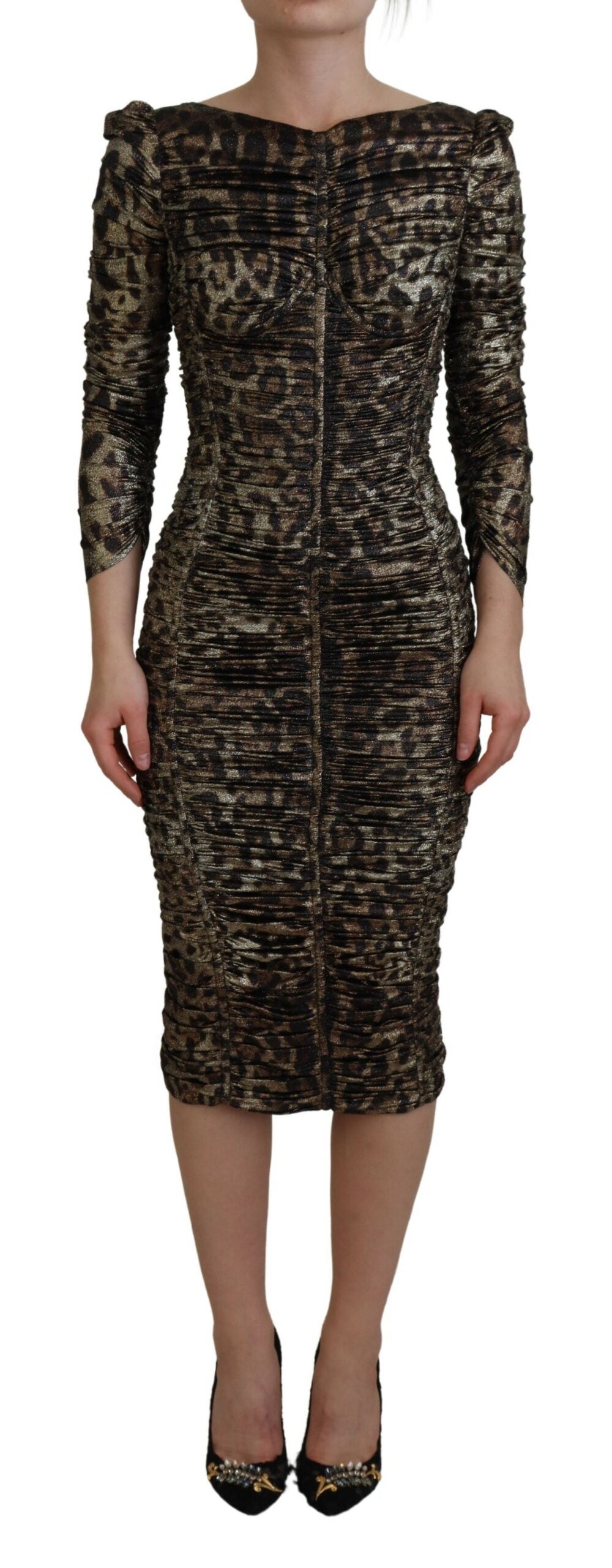 Dolce &amp; Gabbana Κομψό Leopard Print Midi Bodycon φόρεμα