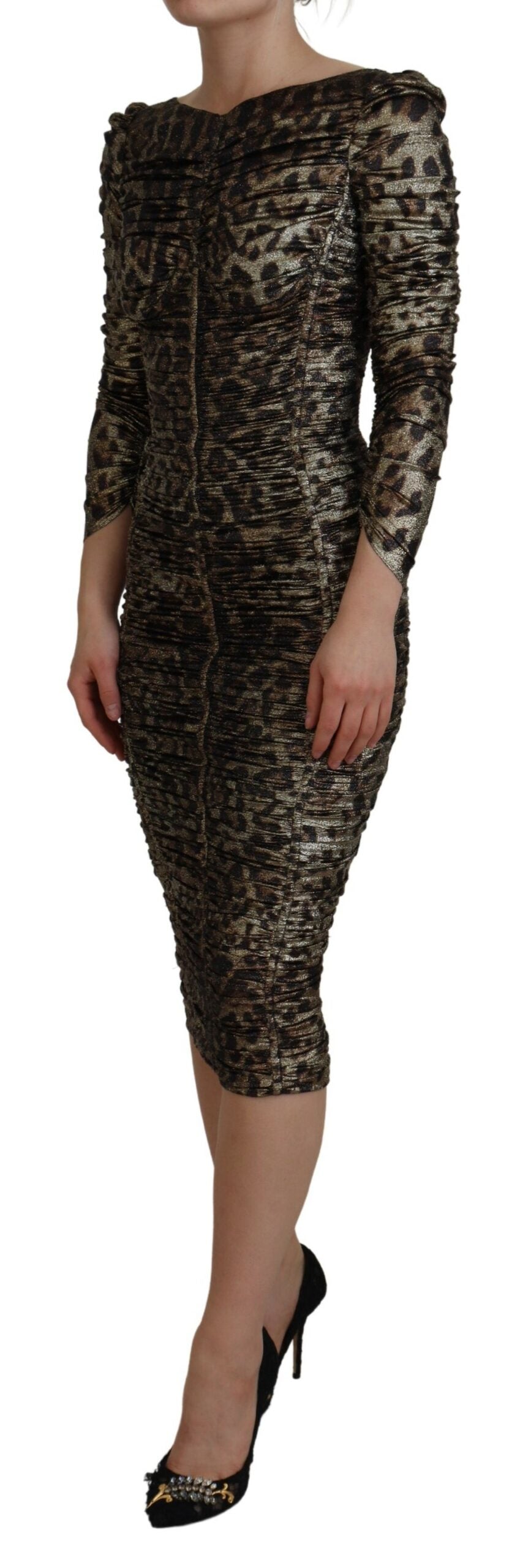 Dolce &amp; Gabbana Κομψό Leopard Print Midi Bodycon φόρεμα