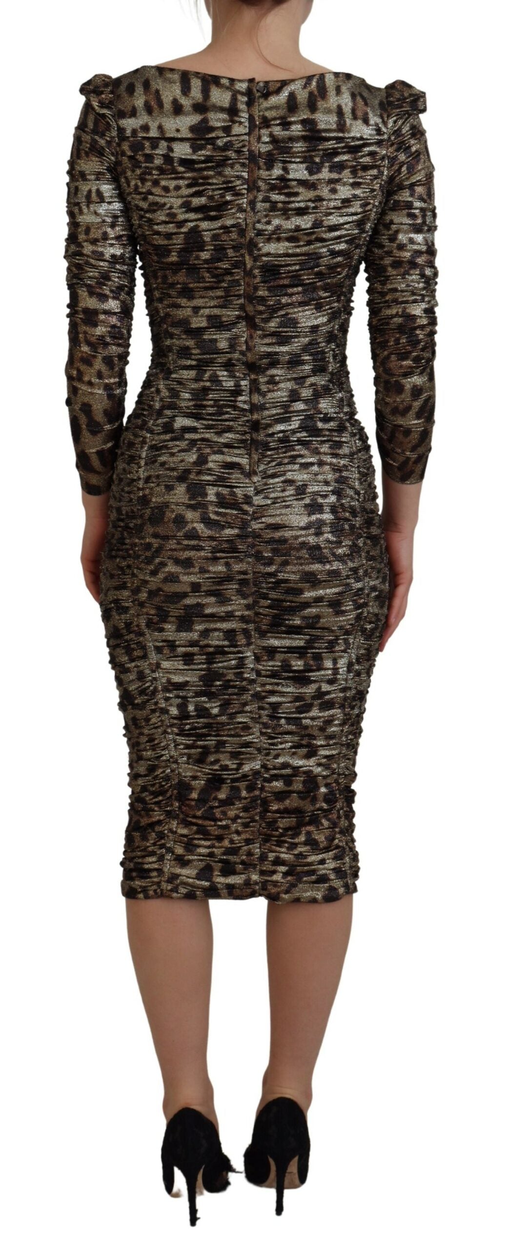 Dolce &amp; Gabbana Κομψό Leopard Print Midi Bodycon φόρεμα