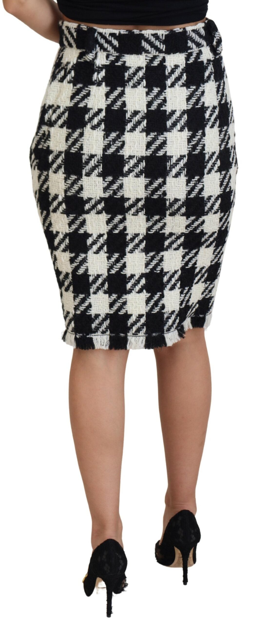 Dolce &amp; Gabbana Κομψή φούστα Houndstooth με ψηλή μέση μέχρι το γόνατο