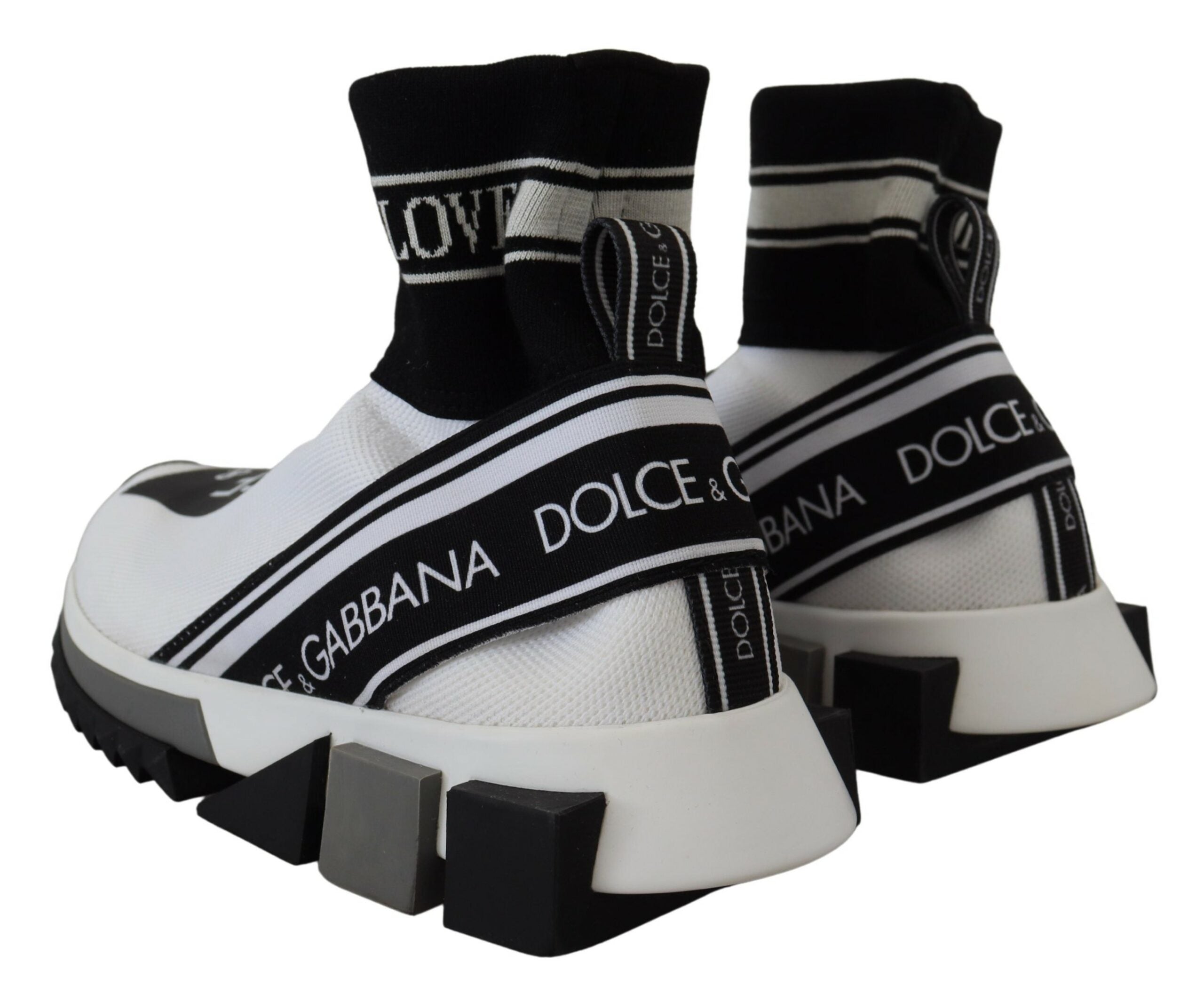 Dolce &amp; Gabbana Chic Μαύρο και Λευκό Sorrento Slip-On Sneakers