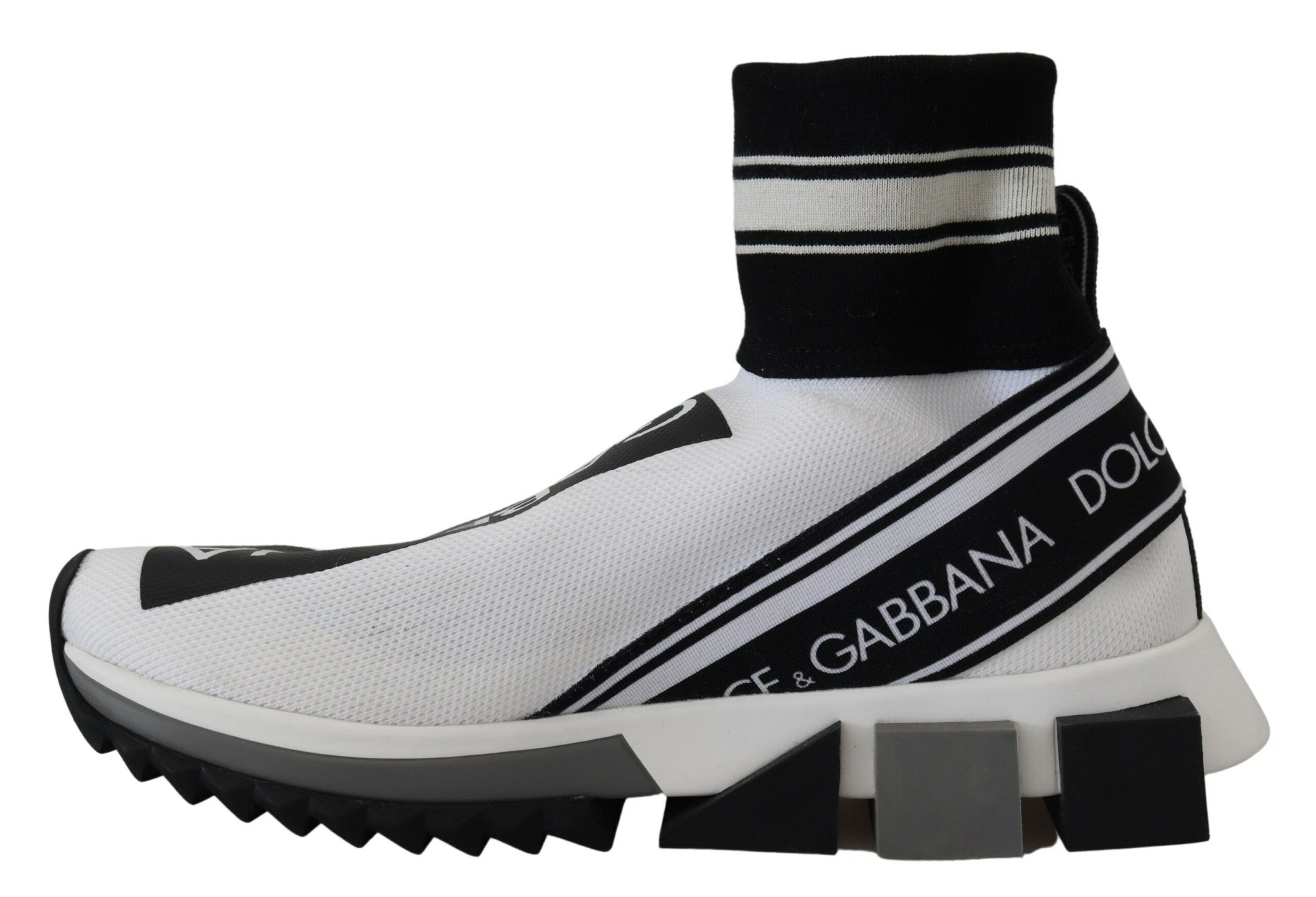 Dolce &amp; Gabbana Chic Μαύρο και Λευκό Sorrento Slip-On Sneakers