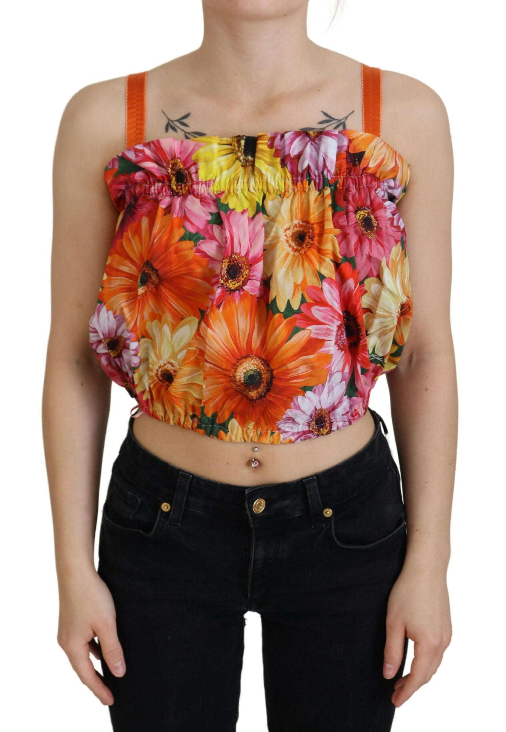 Dolce &amp; Gabbana Floral Elegance Αμάνικο Cropped Top