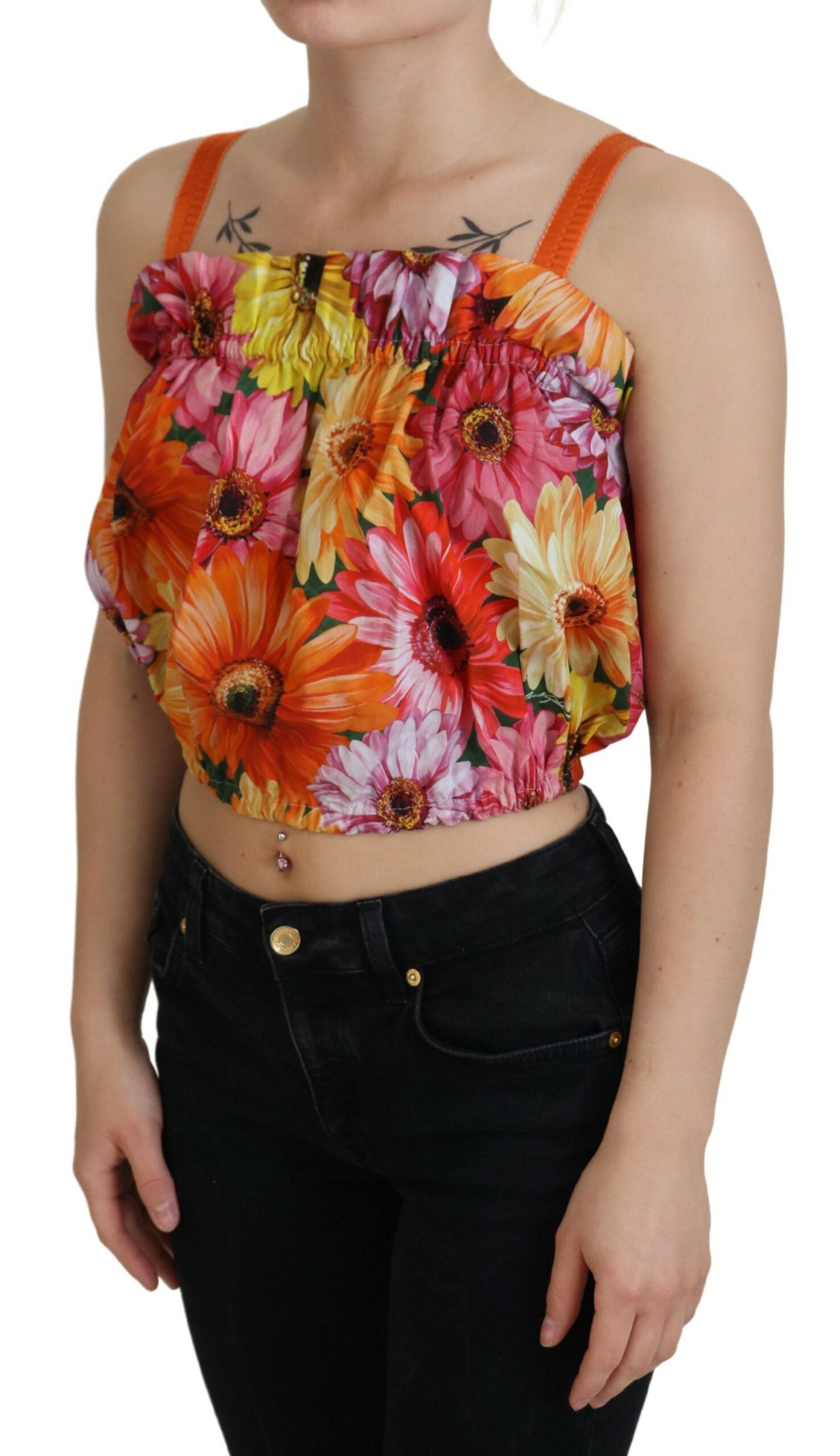 Dolce &amp; Gabbana Floral Elegance Αμάνικο Cropped Top