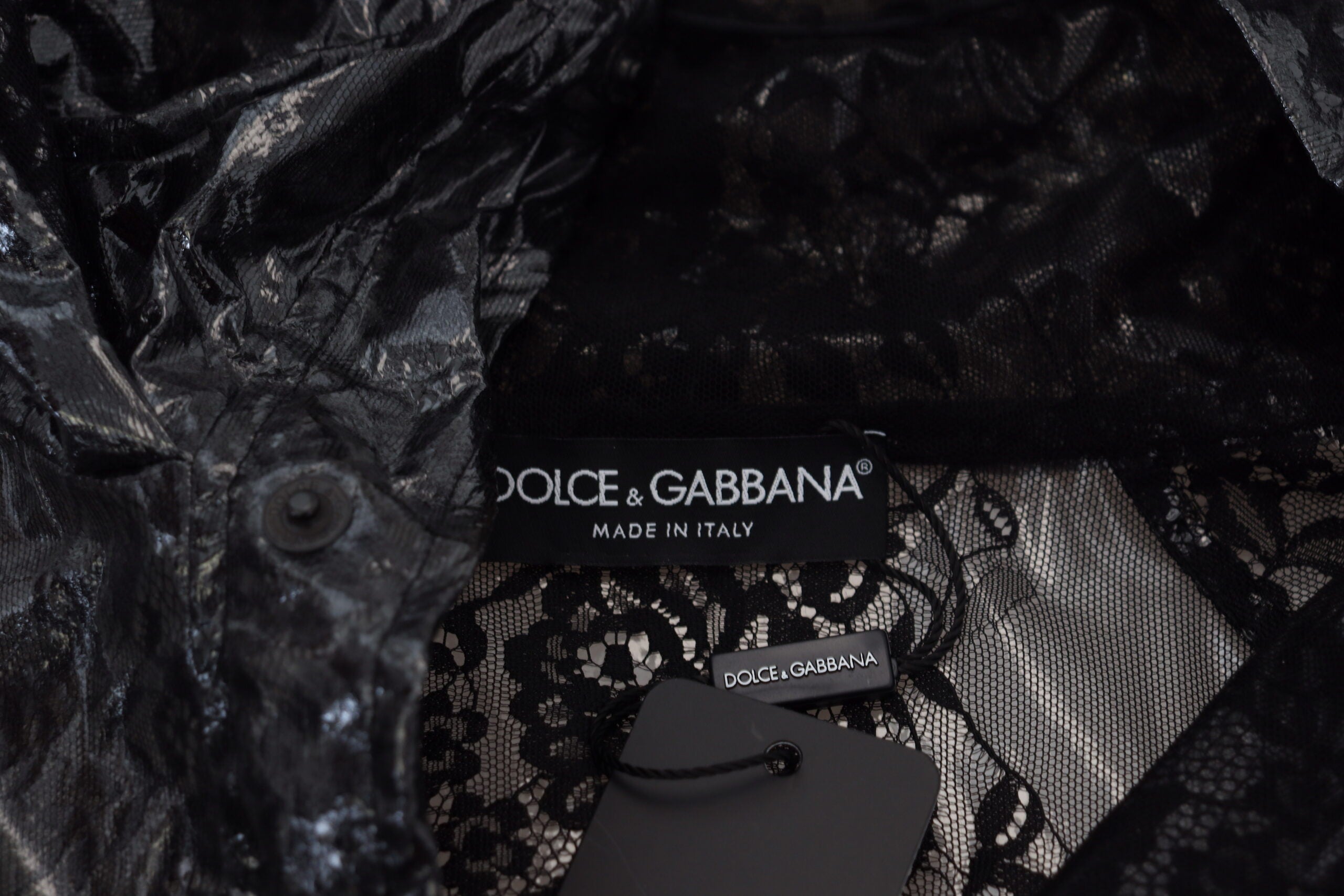 Dolce &amp; Gabbana Κομψό Σχεδιαστή Μαύρο Πουλόβερ Μπουφάν από νάιλον