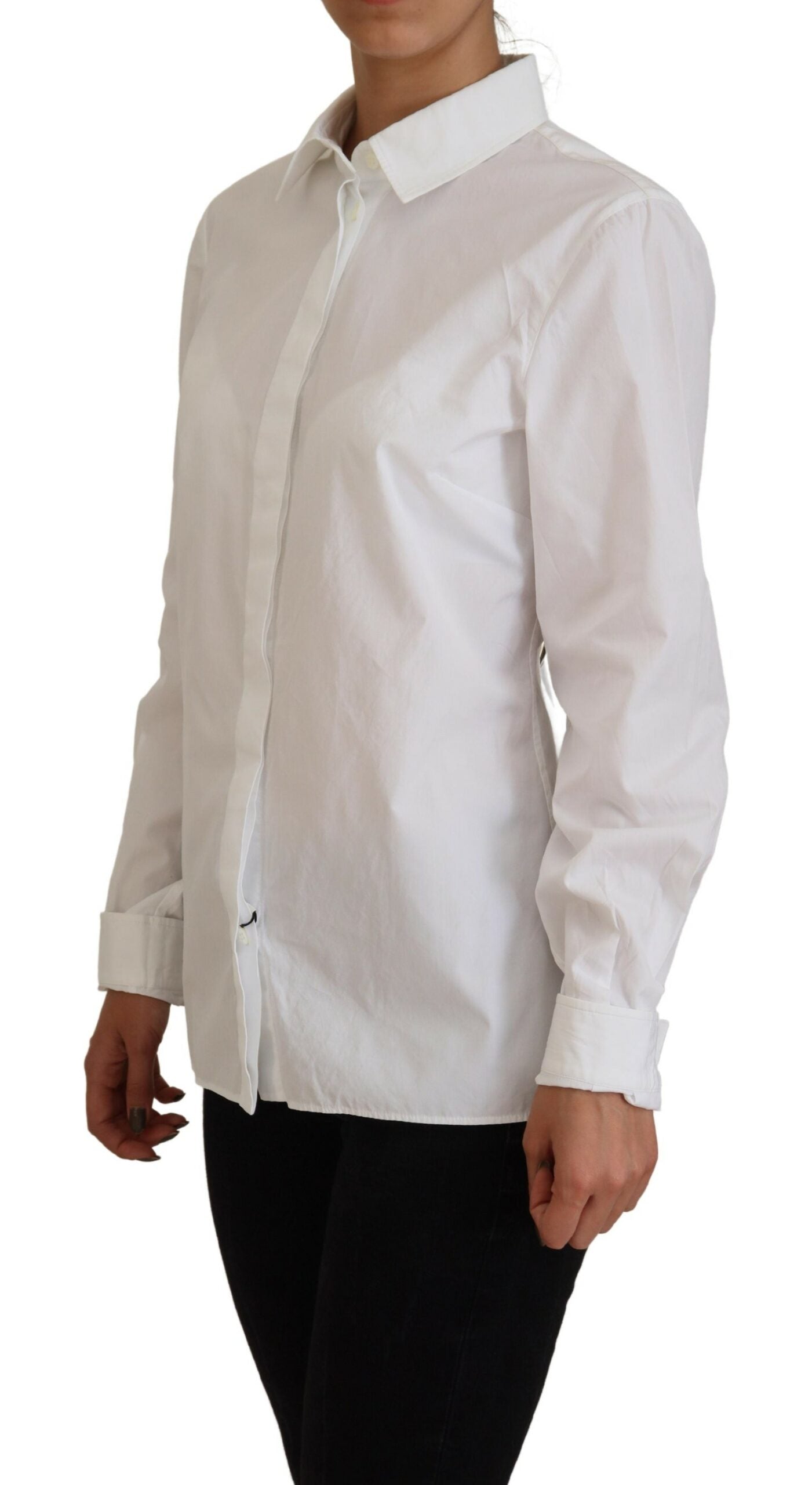 Dolce & Gabbana Elegant White Cotton Button-Up Top