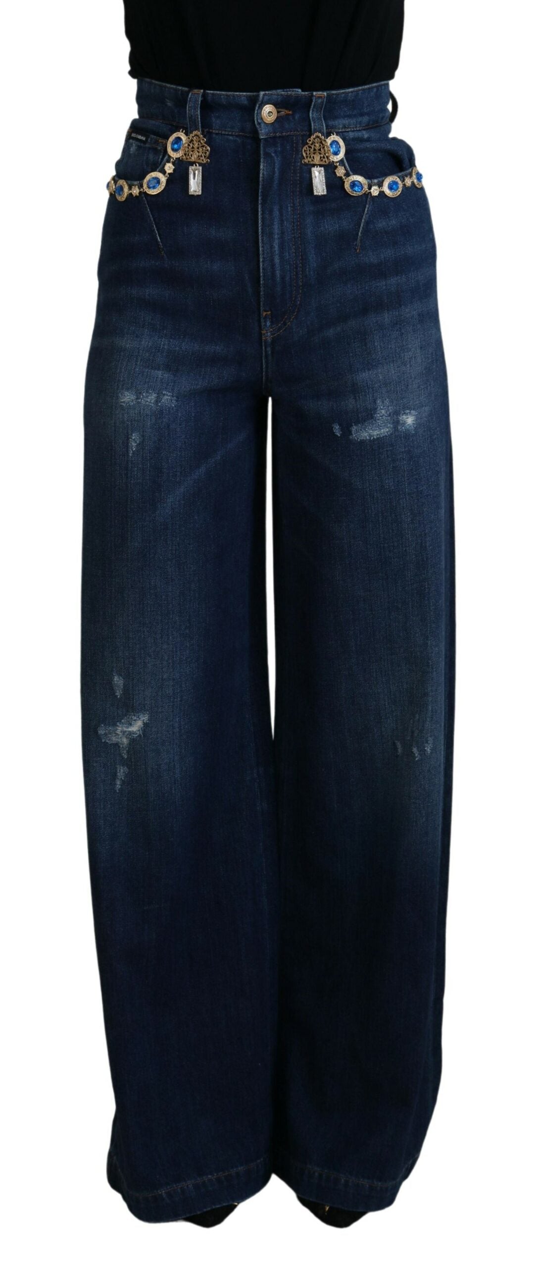 Dolce &amp; Gabbana Embelled Straight Leg Designer Jeans