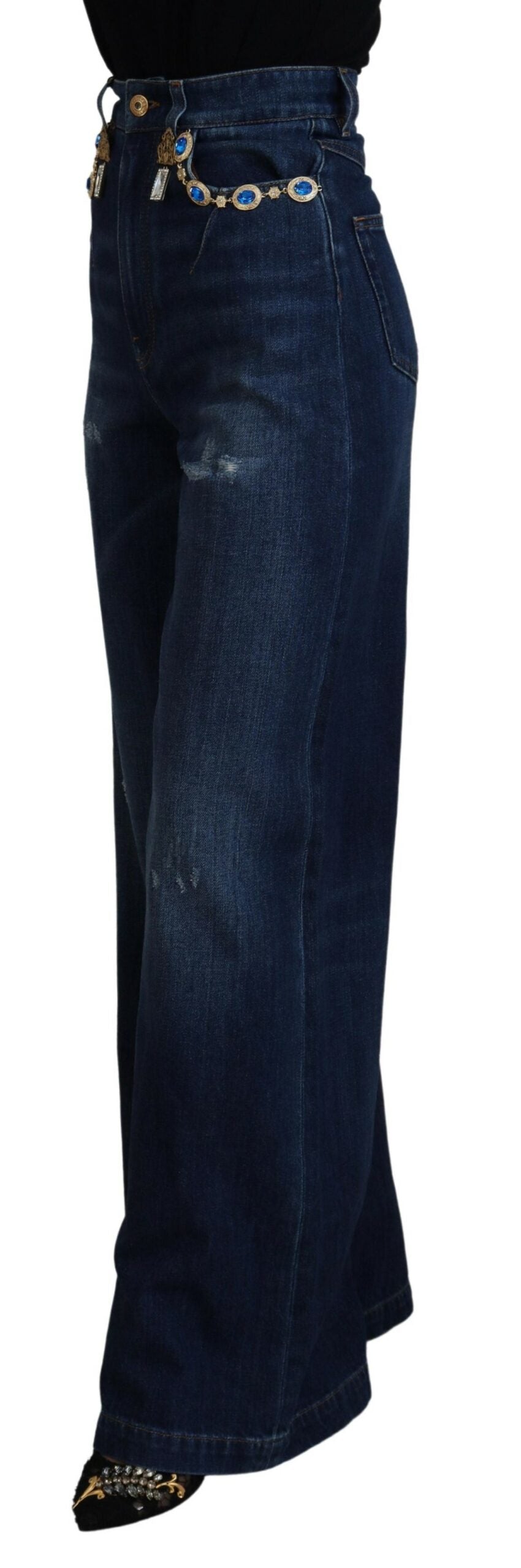 Dolce &amp; Gabbana Embelled Straight Leg Designer Jeans