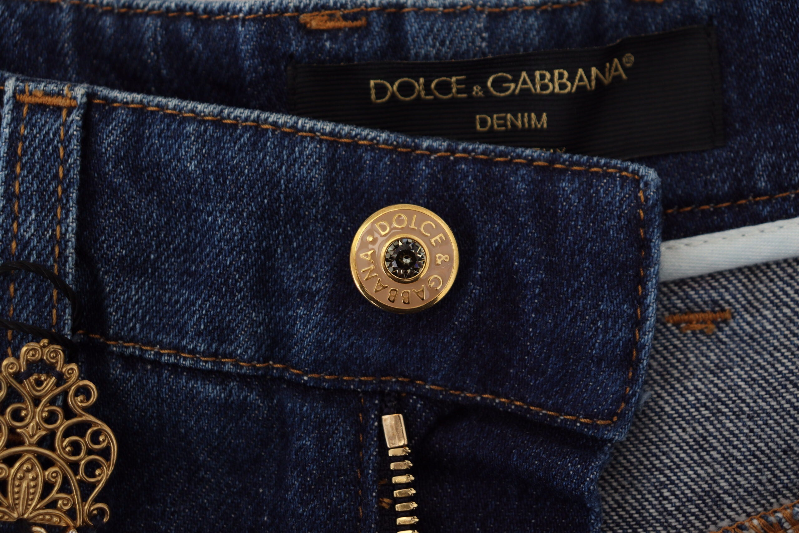 Dolce &amp; Gabbana Embelled Straight Leg Designer Jeans