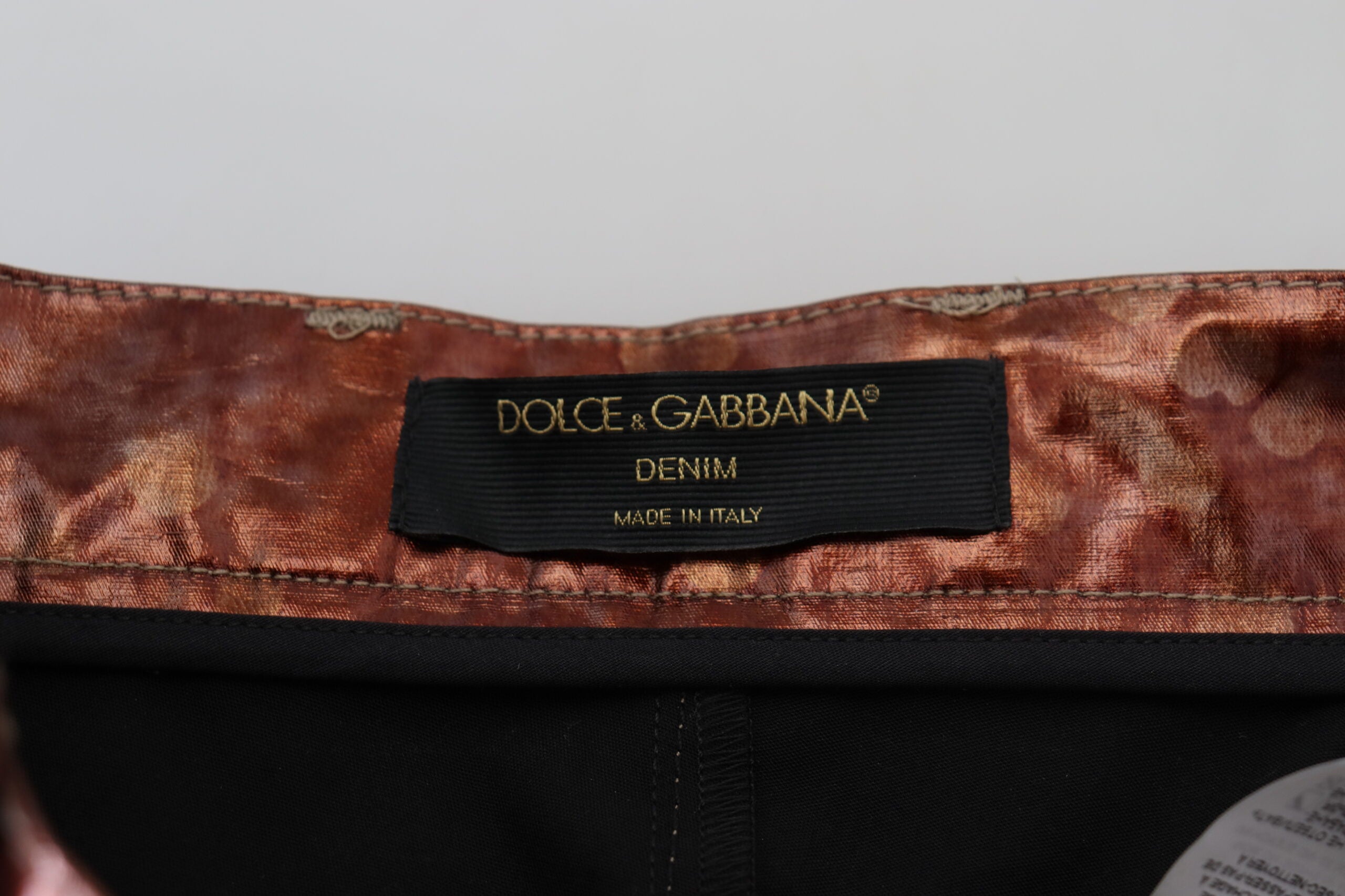 Ψηλόμεσο Skinny Jeans Dolce &amp; Gabbana σε μεταλλικό μπρονζέ