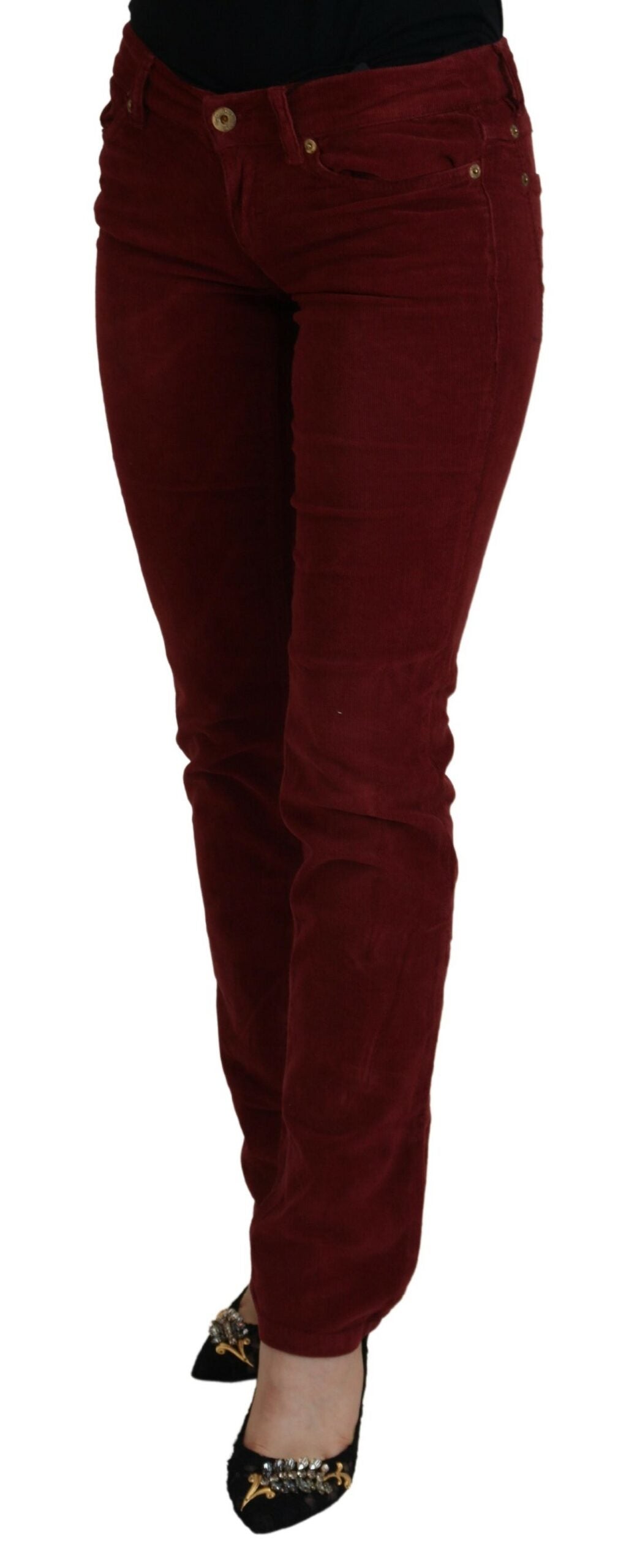 Παντελόνι Dolce &amp; Gabbana Chic Maroon Corduroy