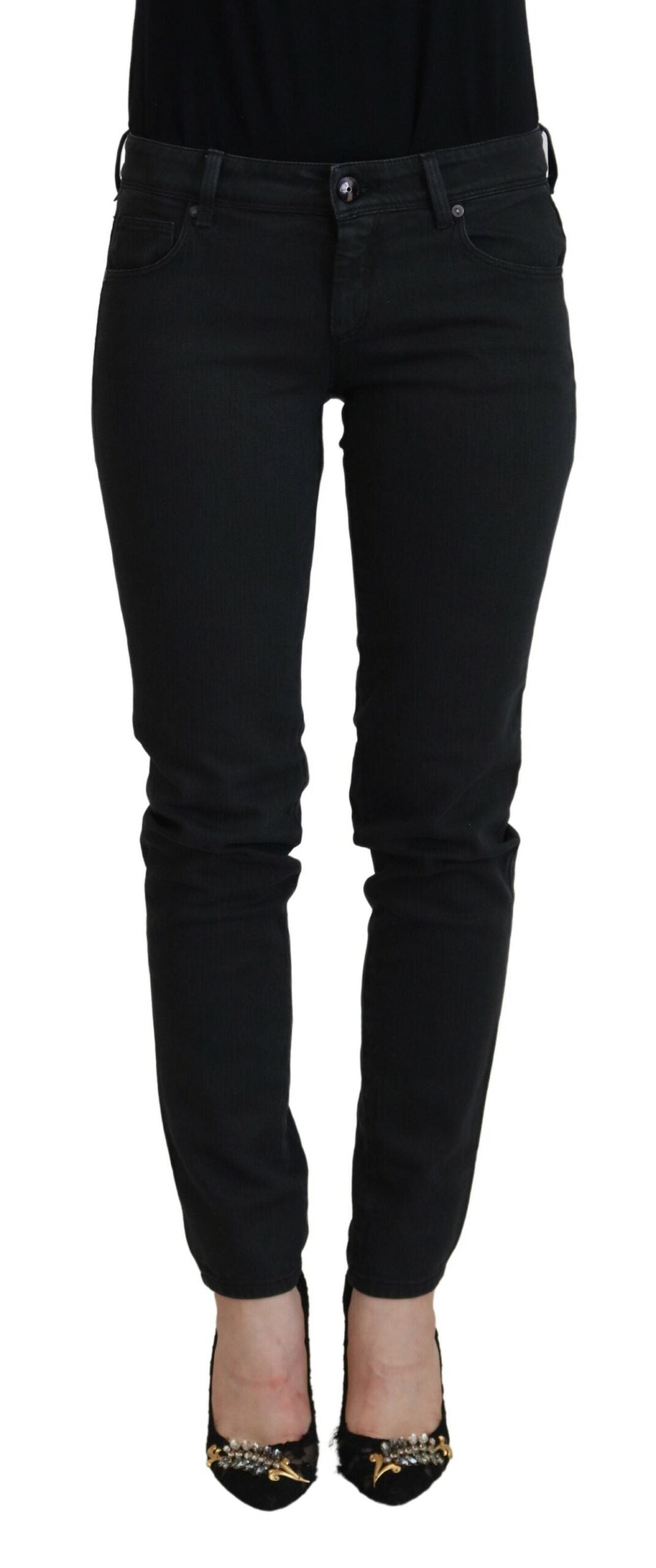 Ermanno Scervino Chic Μαύρο Skinny Jeans με χαμηλόμεσο