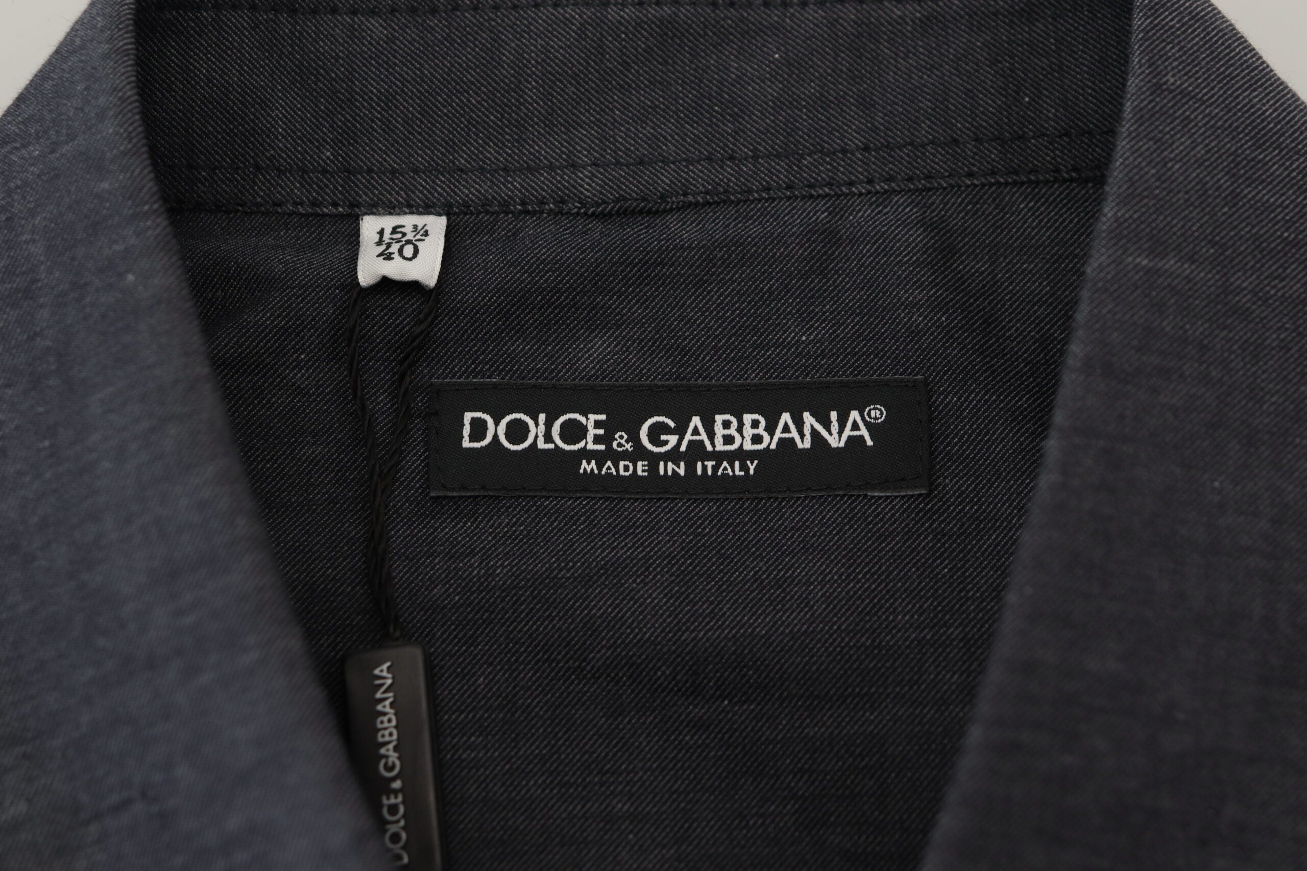 Κομψό πουκάμισο Dolce &amp; Gabbana σε γκρι βαμβακερό γιακά