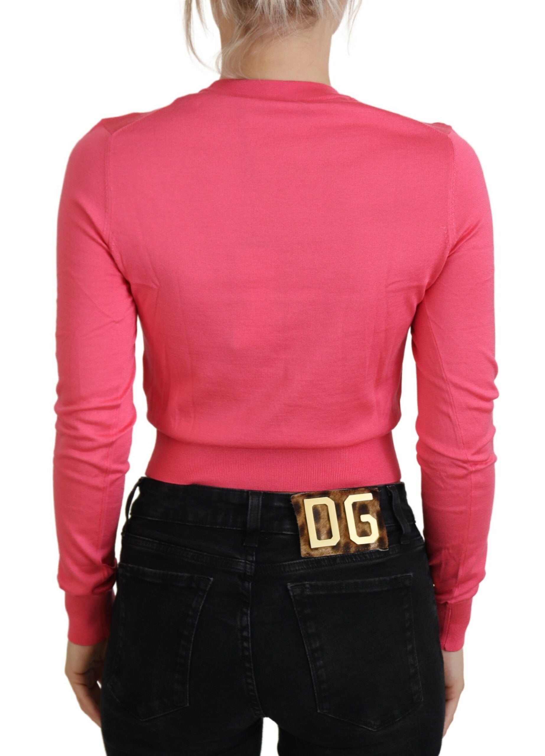 Κομψό πουλόβερ Dolce &amp; Gabbana σε ροζ Cropped Crewnneck