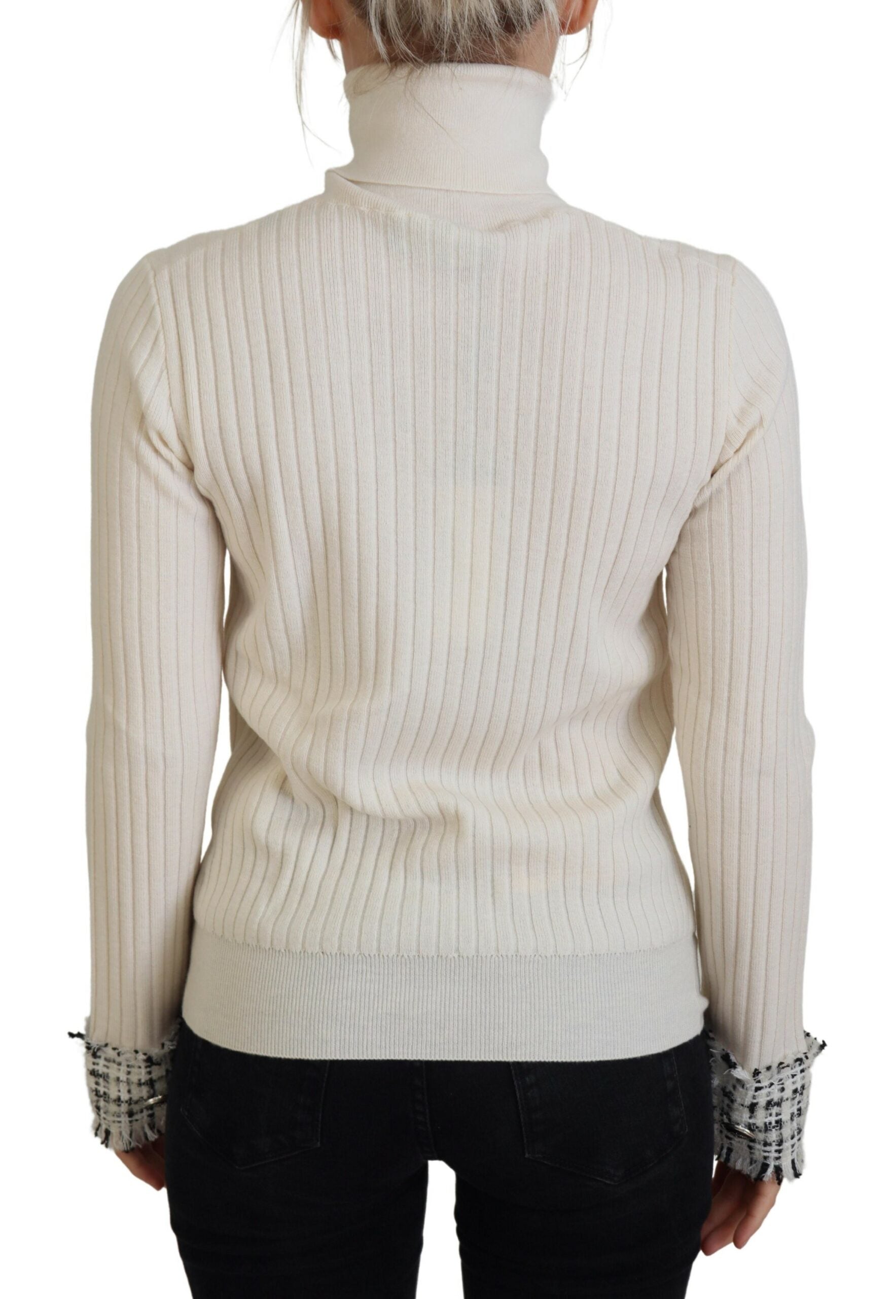 Πουλόβερ Dolce &amp; Gabbana Ivory Turtleneck Wool Blend