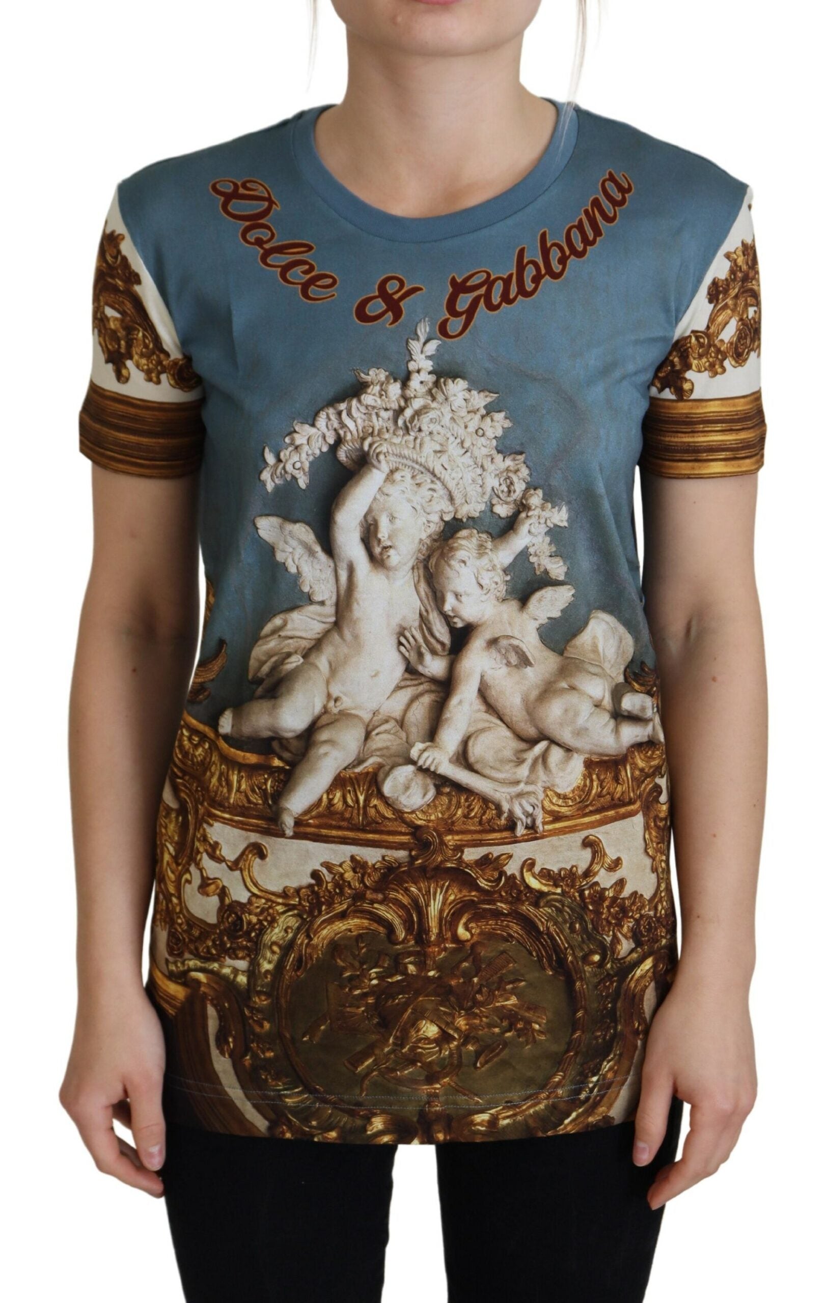 Dolce &amp; Gabbana Chic Angel Print Casual Cotton Tee