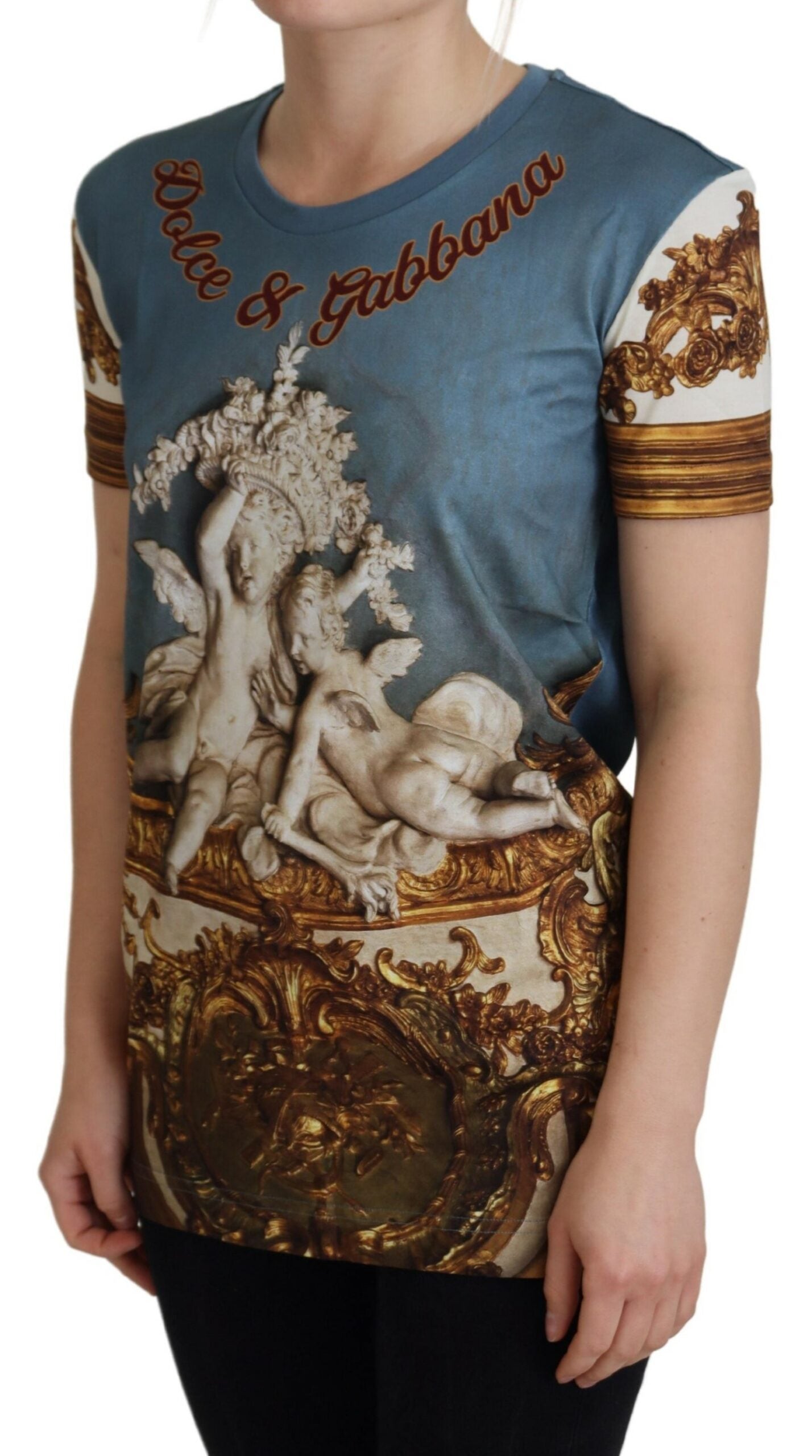 Dolce &amp; Gabbana Chic Angel Print Casual Cotton Tee