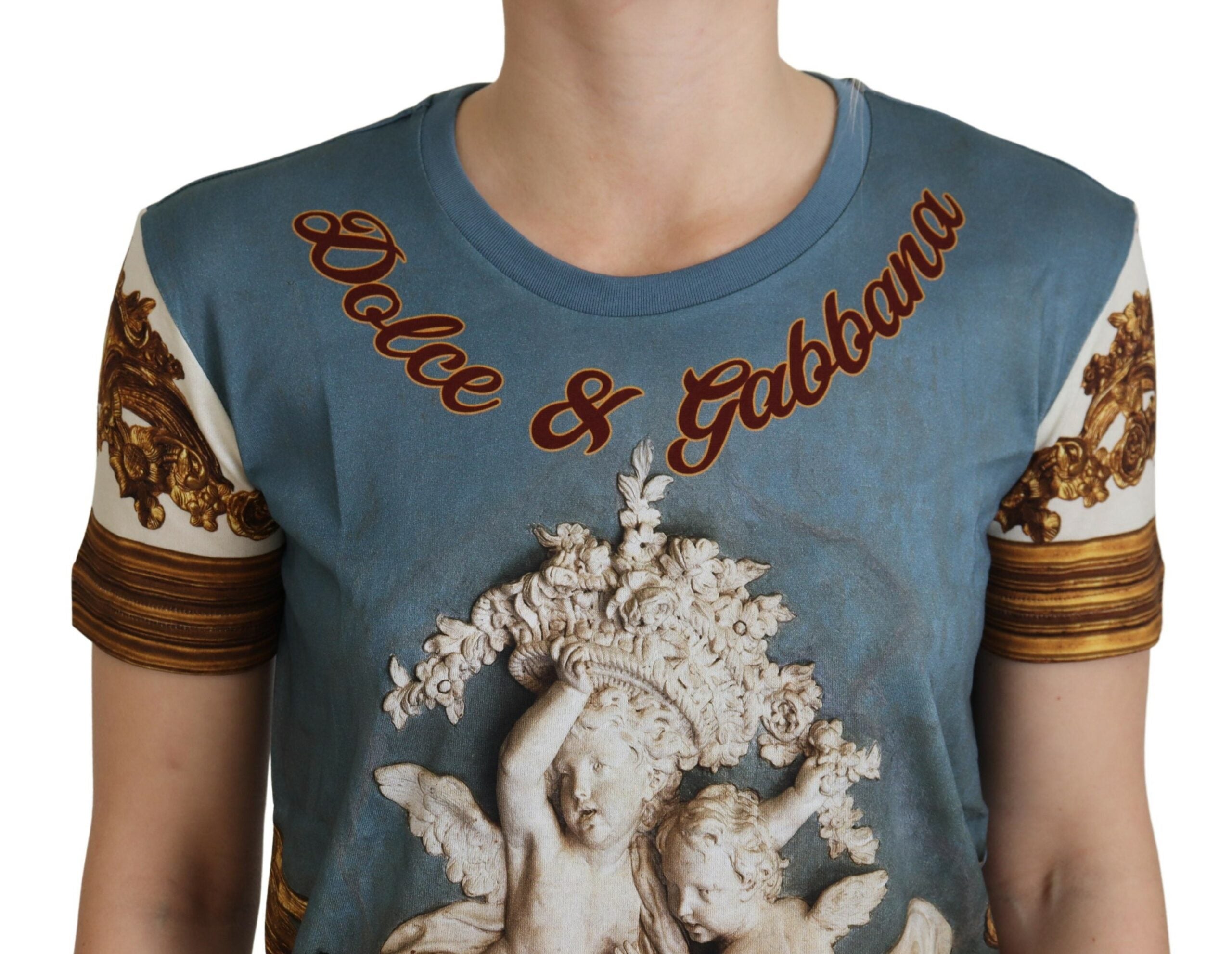 Dolce &amp; Gabbana Chic Angel Print Casual Cotton Tee