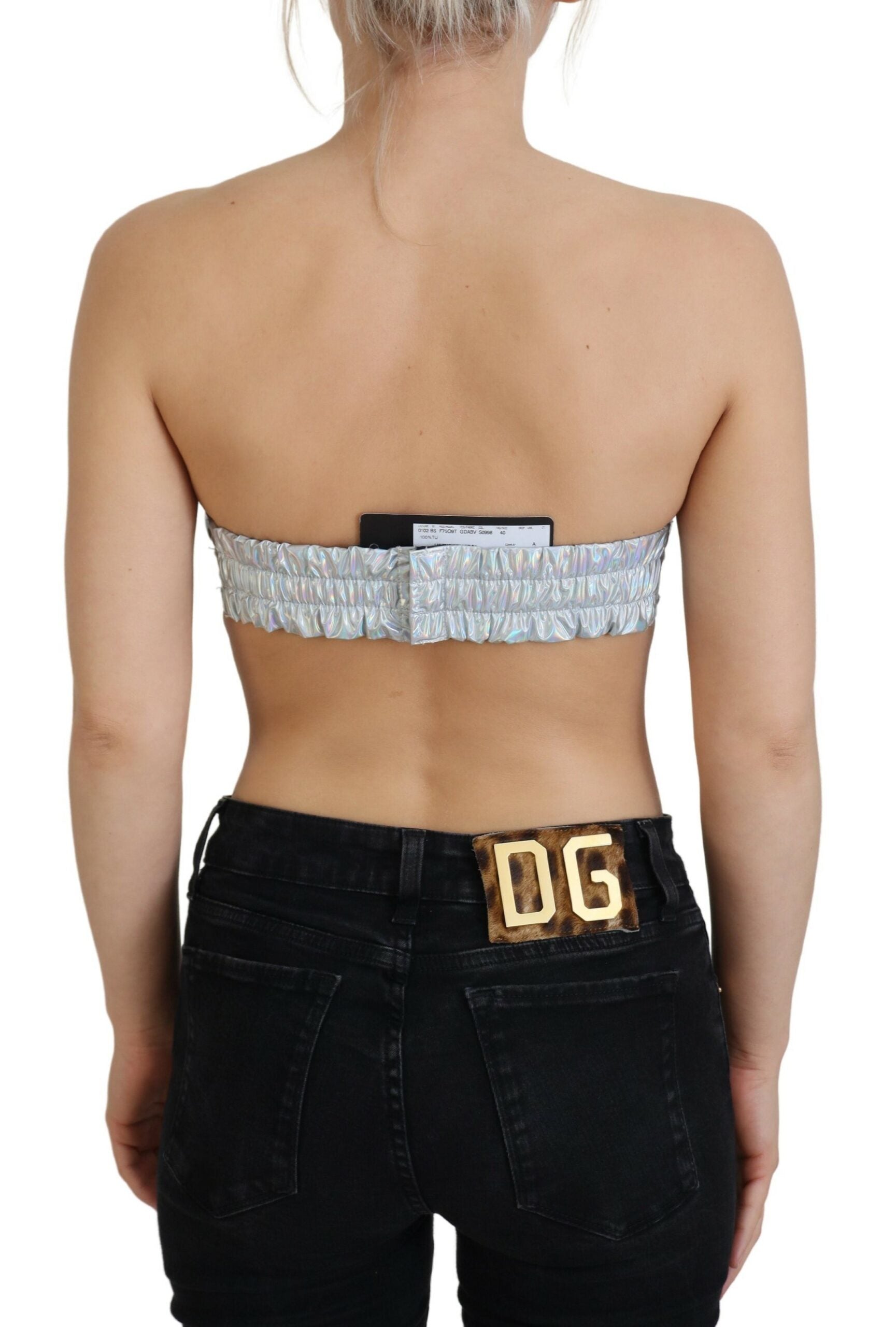 Dolce &amp; Gabbana Silver Shimmer Bustier Top