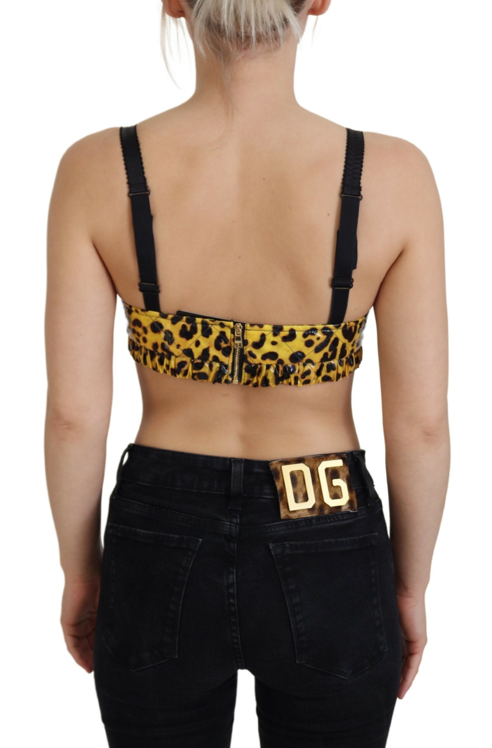 Dolce &amp; Gabbana Chic Leopard Print Αμάνικο κορσέ τοπ